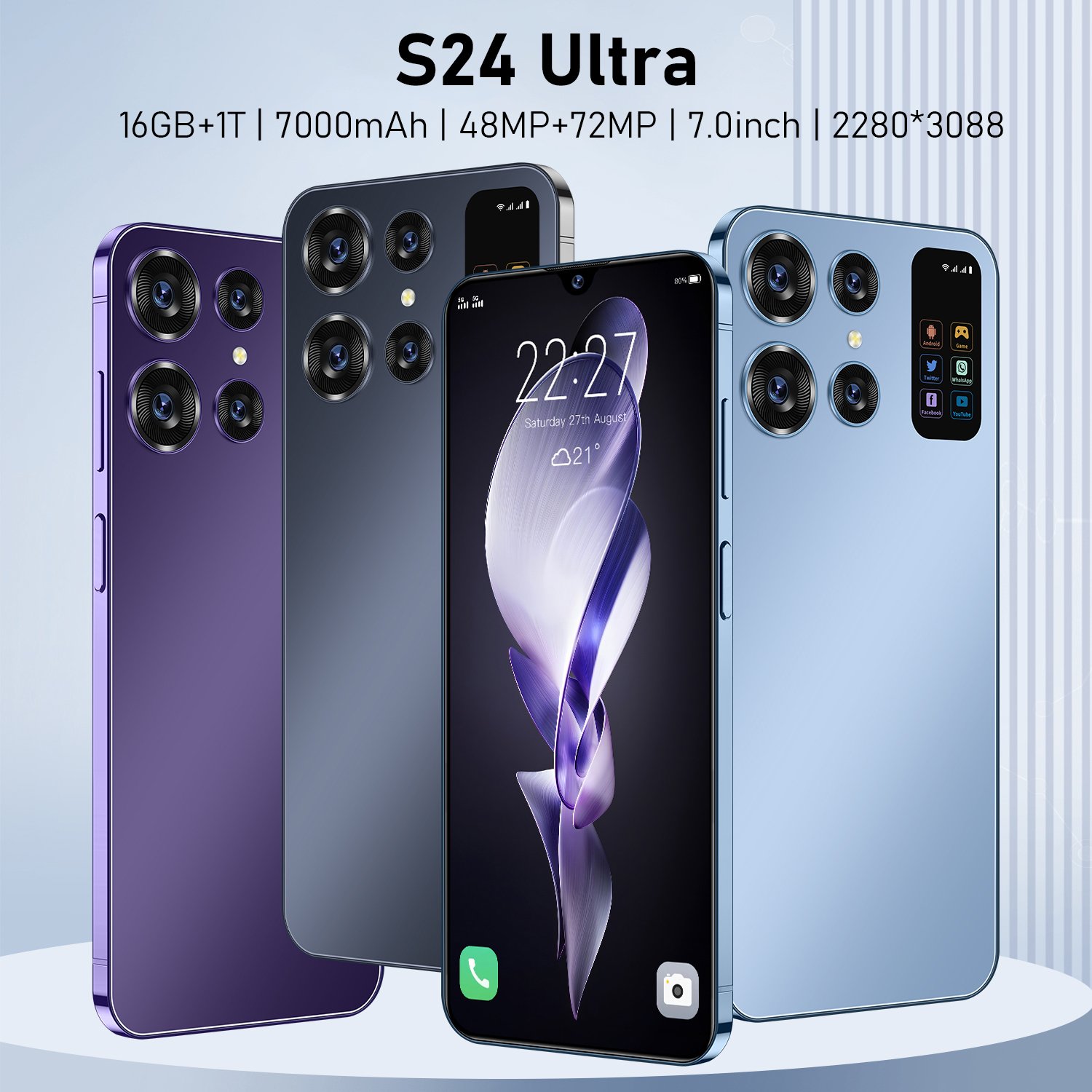 original S24+ Ultra 5G Smartphone 16GB+1TB 7.3 inch Punch Hole HD Screen Smartphone Global Version Smartphone 2 SIM