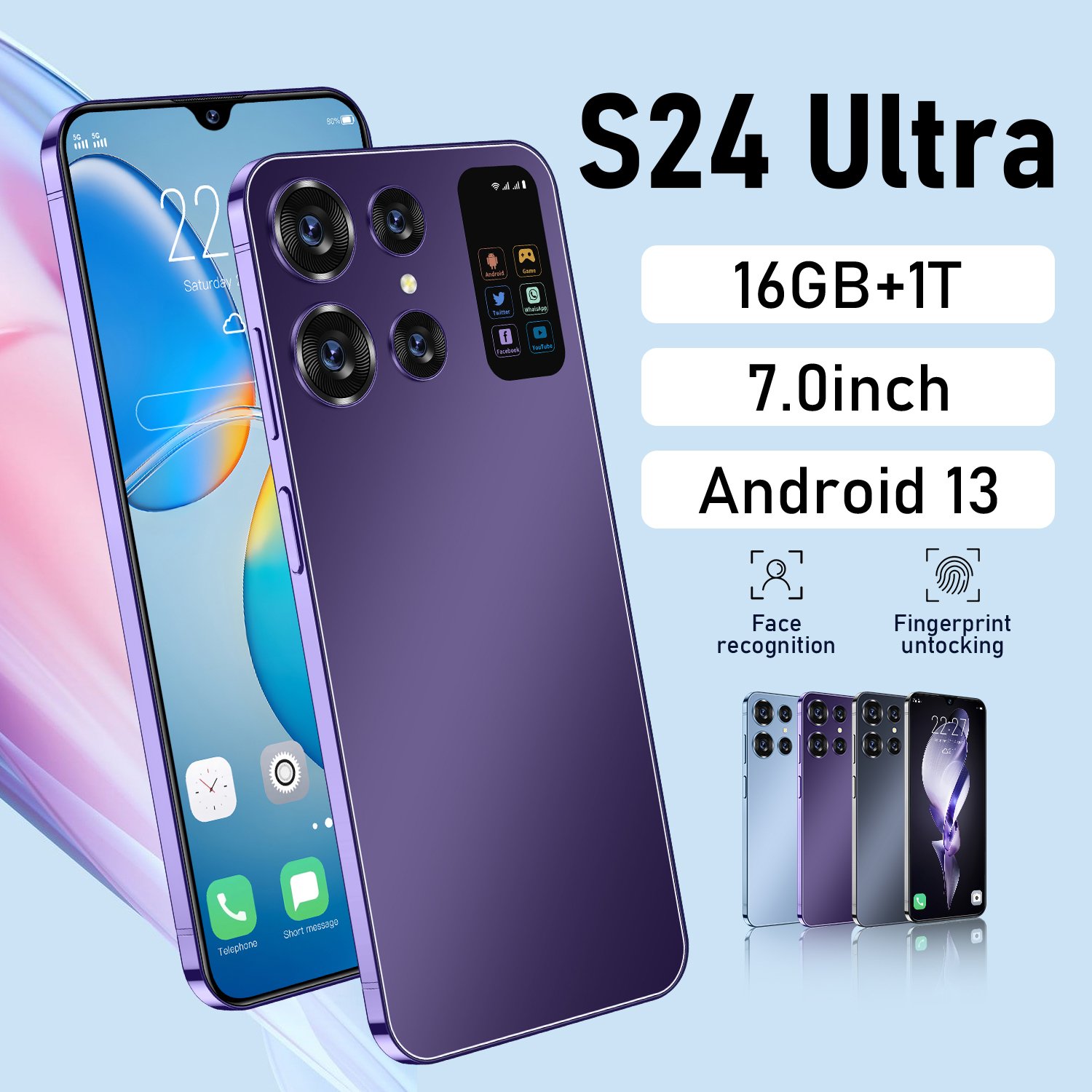 original S24+ Ultra 5G Smartphone 16GB+1TB 7.3 inch Punch Hole HD Screen Smartphone Global Version Smartphone 2 SIM