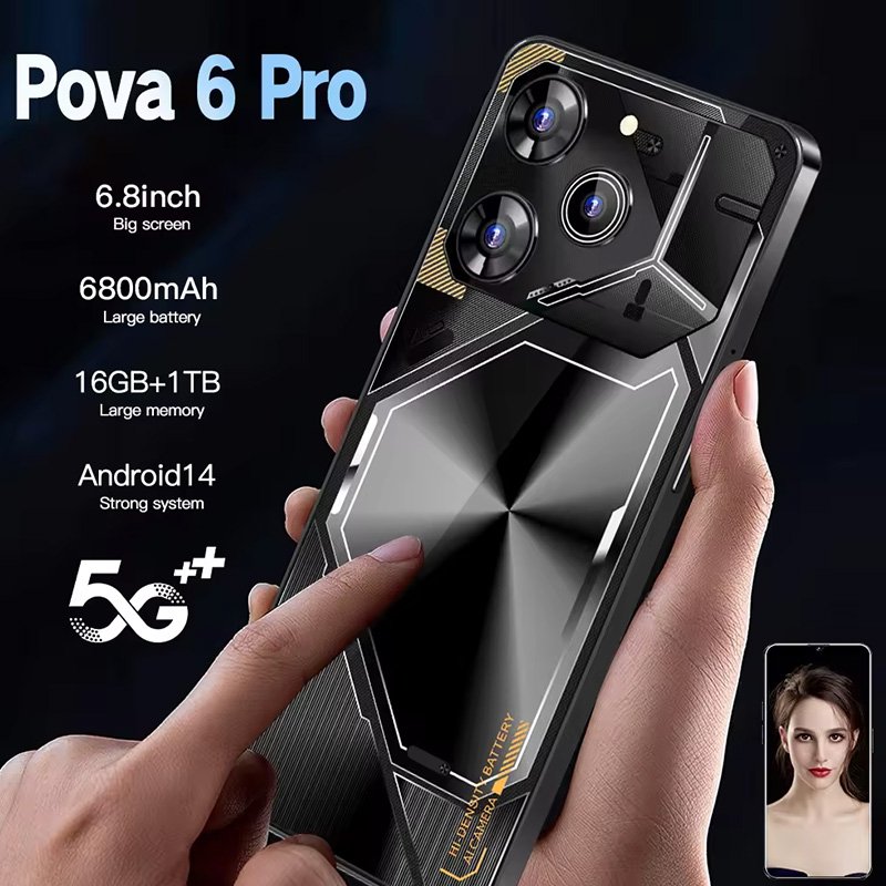 Y 2024New style 2+16gb 3g Cheap New Unlocked Pova 6 Pro Clone Cell Mobile Phone Private White Label Smartphone