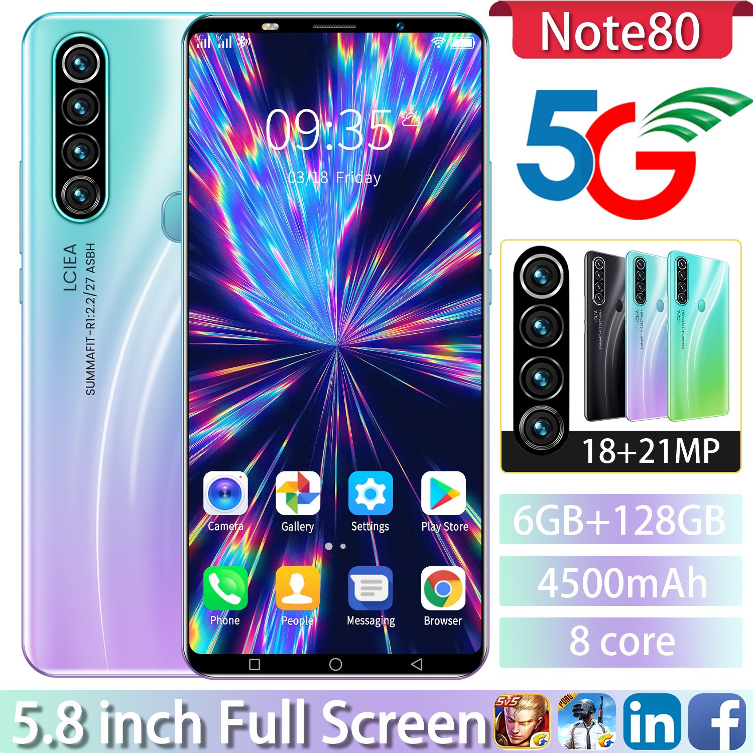 Hot Sale Note 30 plus Spot Cross-border Android Phone 5.8-inch Drop Screen Mobile Phone Factory Direct Supply Smartphone note80