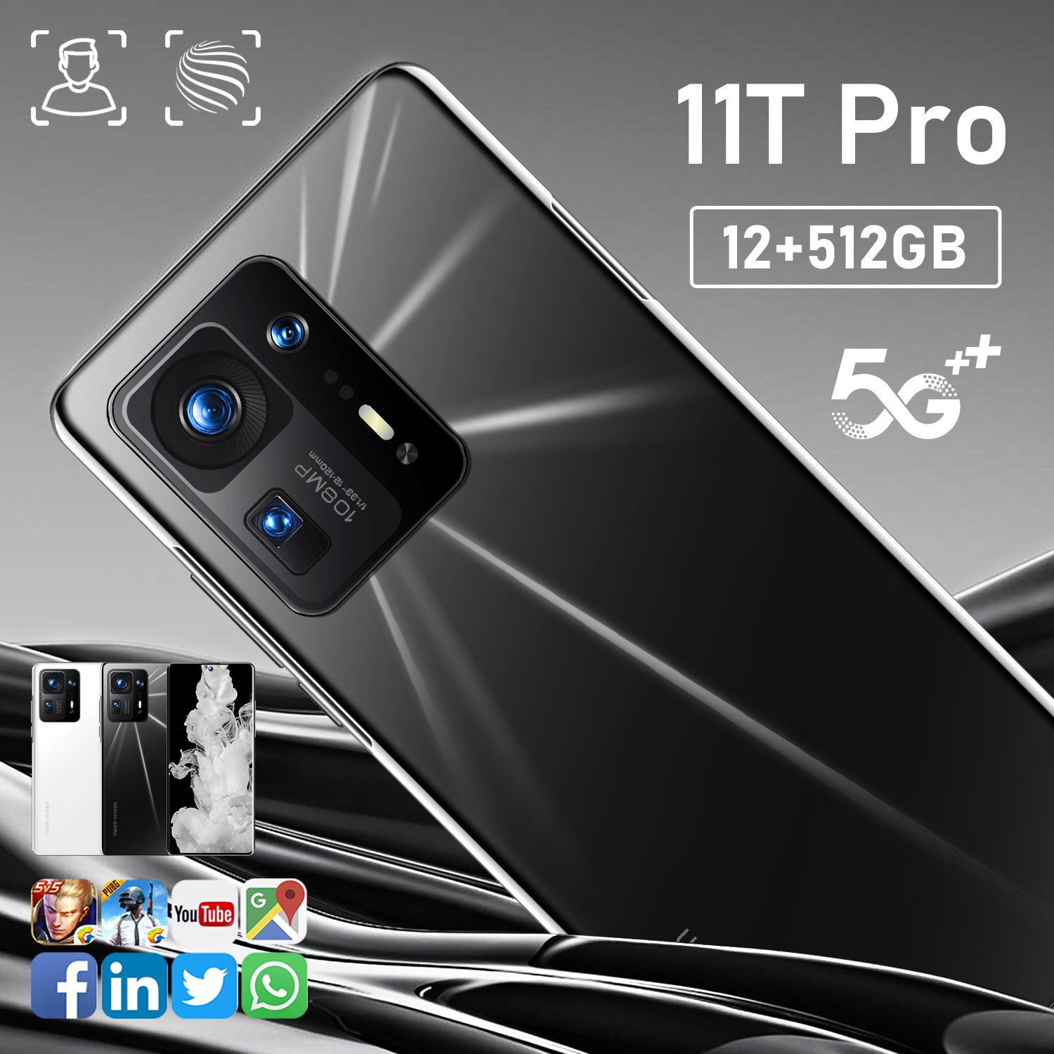 New Year's gift XaoMi 11T pro Smartphone 12GB+512GB large memory mobile phones 7.3inch screen factory factory direct cell phone
