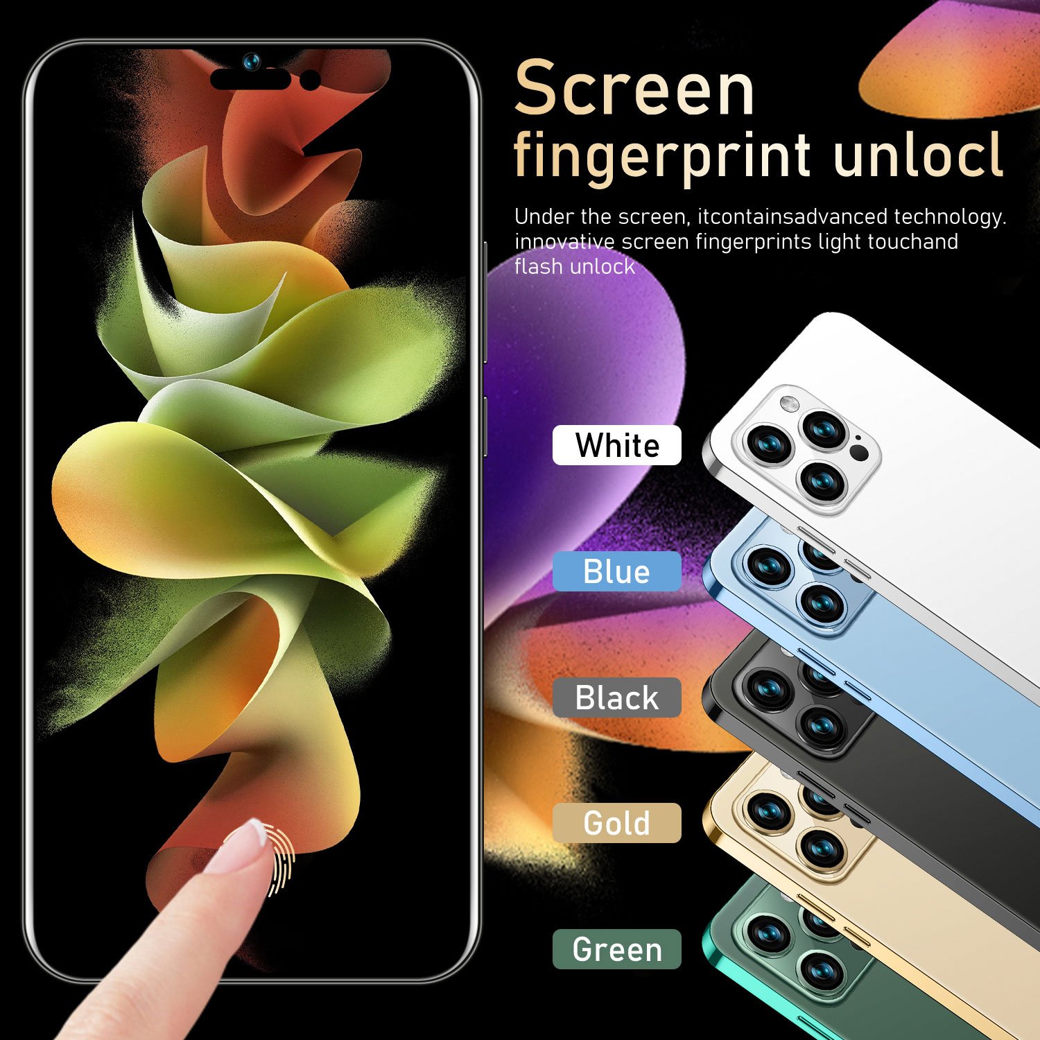 Hot Selling Phone14 Pro Max Original 16GB+1TB 6.7 Inch Android 12.0 Double Sim Card Mobile Phone Cell Gaming Phone 5G Smartphone