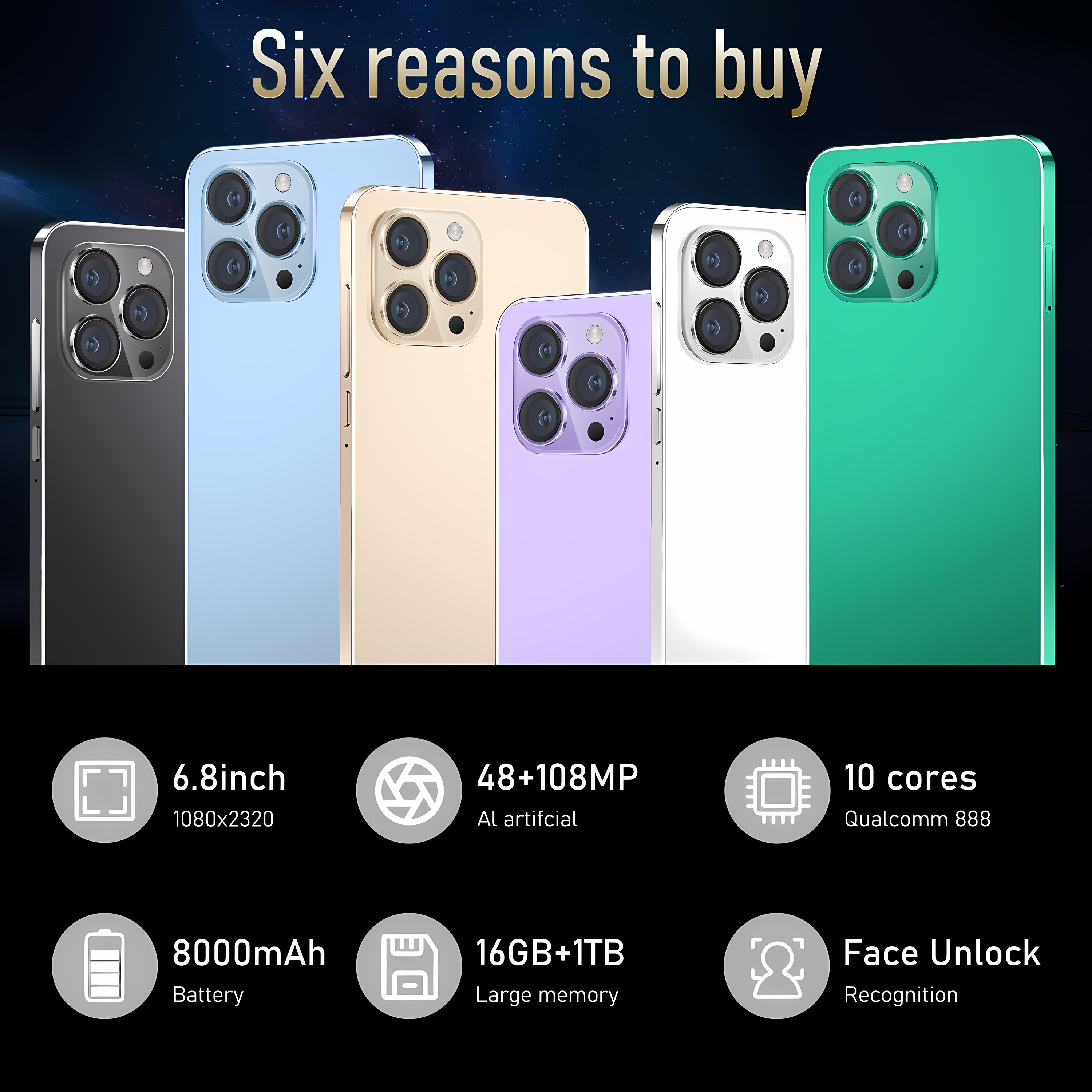 Wholesale Hot sale 15 pro max mobile phone 32MP+64MP 6.7inch HD Full Screen 5G smartphone I New phoene 15 Ultra Phone