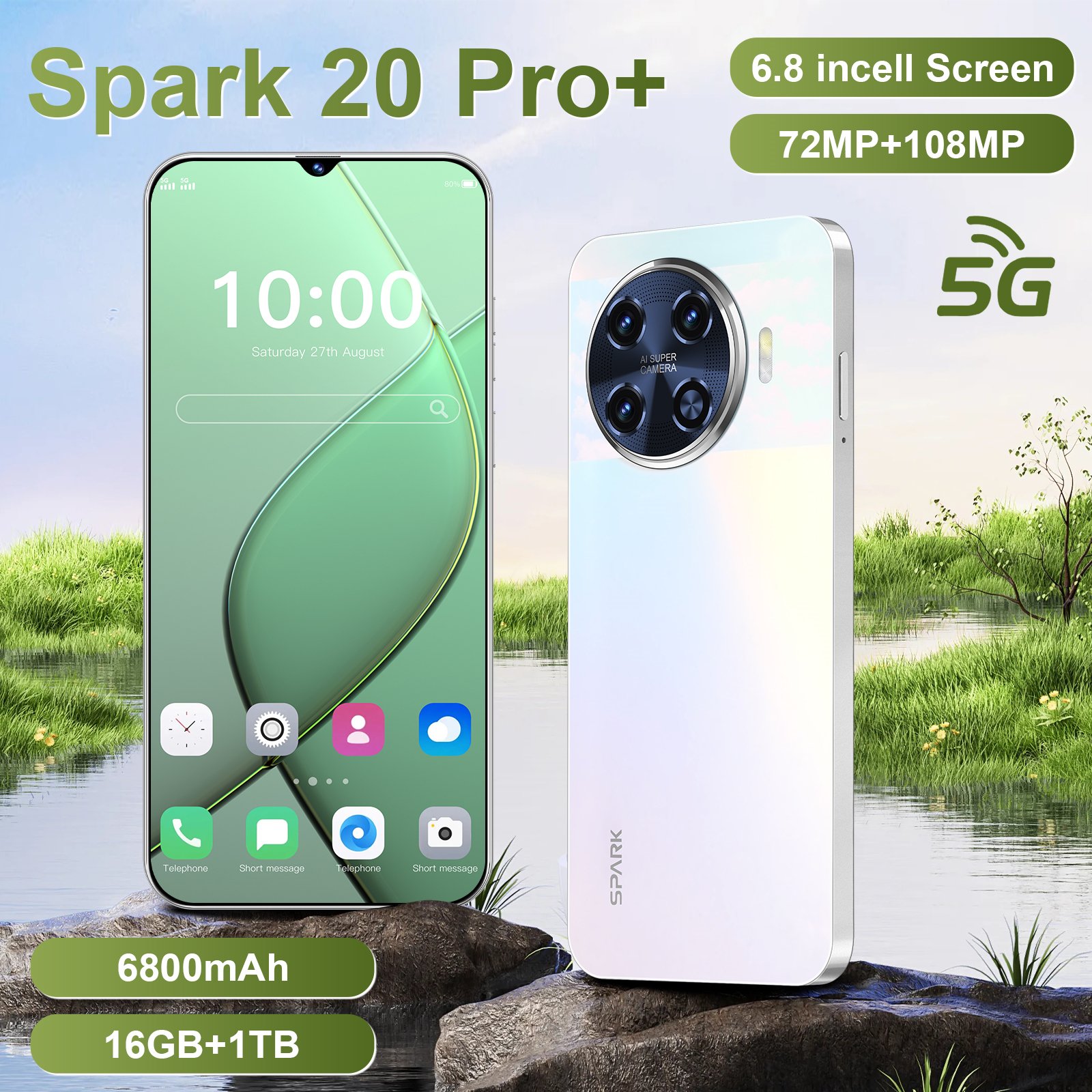 HX2024New style 2+16gb 3g Cheap New Unlocked Spark 20 Pro+ Clone Cell Mobile Phone Private White Label Smartphone