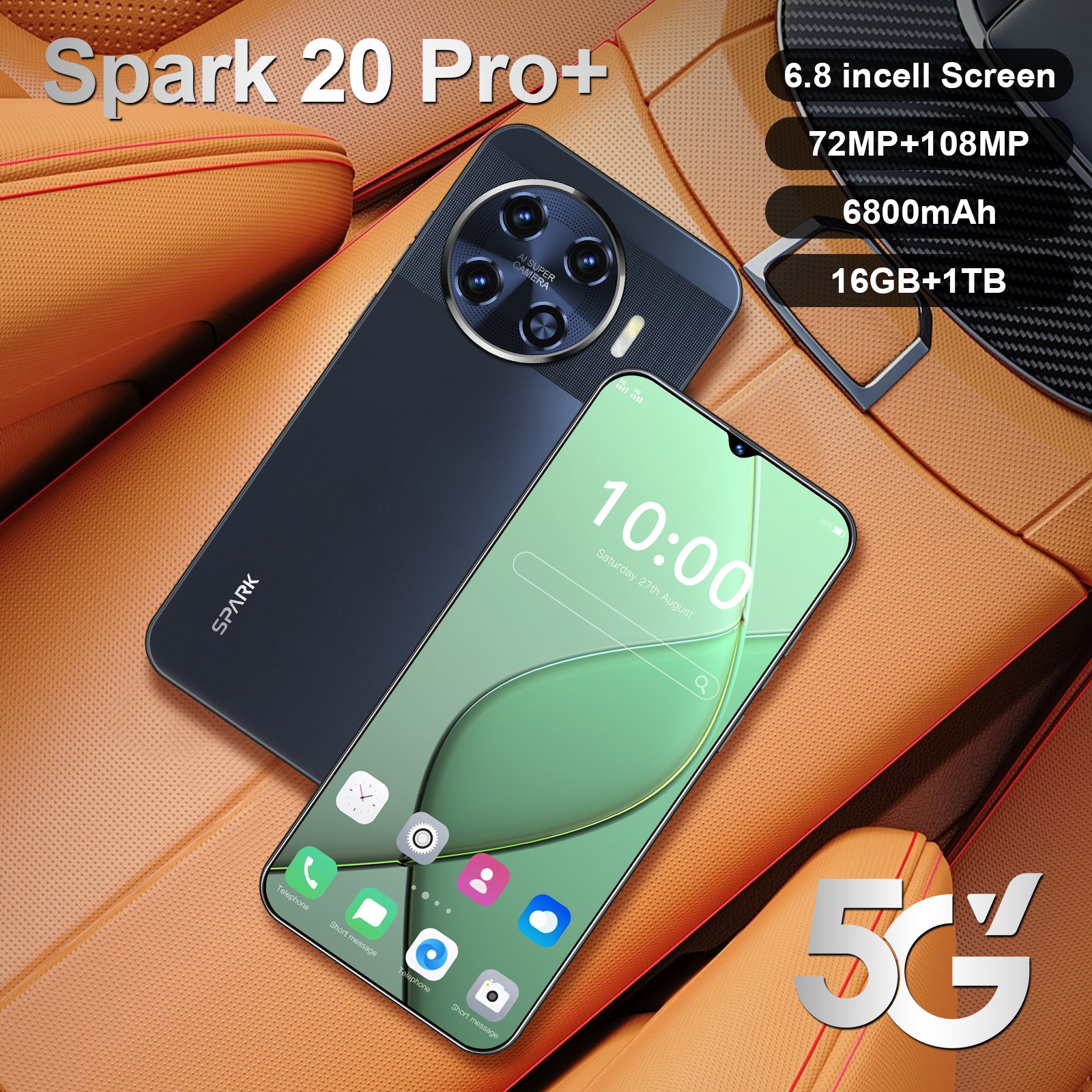 HX2024New style 2+16gb 3g Cheap New Unlocked Spark 20 Pro+ Clone Cell Mobile Phone Private White Label Smartphone