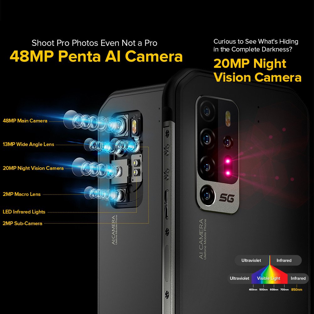 Ulefone Amor 11 5G Mobile Phone 8G 256G 48MP Camera 5200mAh 6.1" Cell Phone Wireless Charge Armor 11 Smartphone