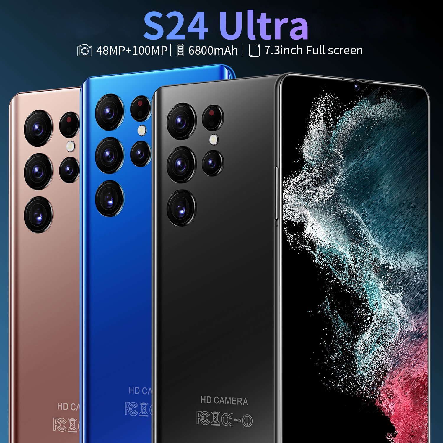 Hot Selling S24 ULTRA original 7.3 inch 16GB+1TB 48MP+100MP Smart Cell Phones Mobile Telephone Android 5G Smartphone