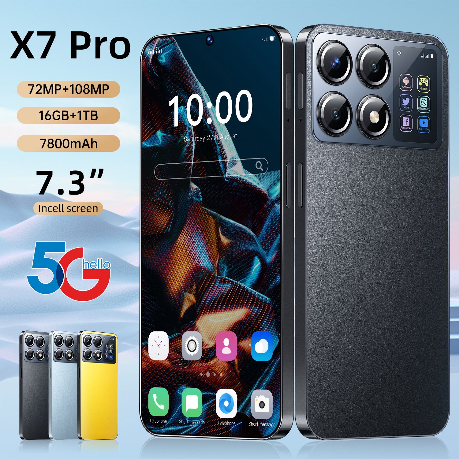 Original unlocked for Sansung S24 Ultra 5G Smartphone 7.3inch Android 11 Global Version 16GB+1TB Dual SIM Mobile phones
