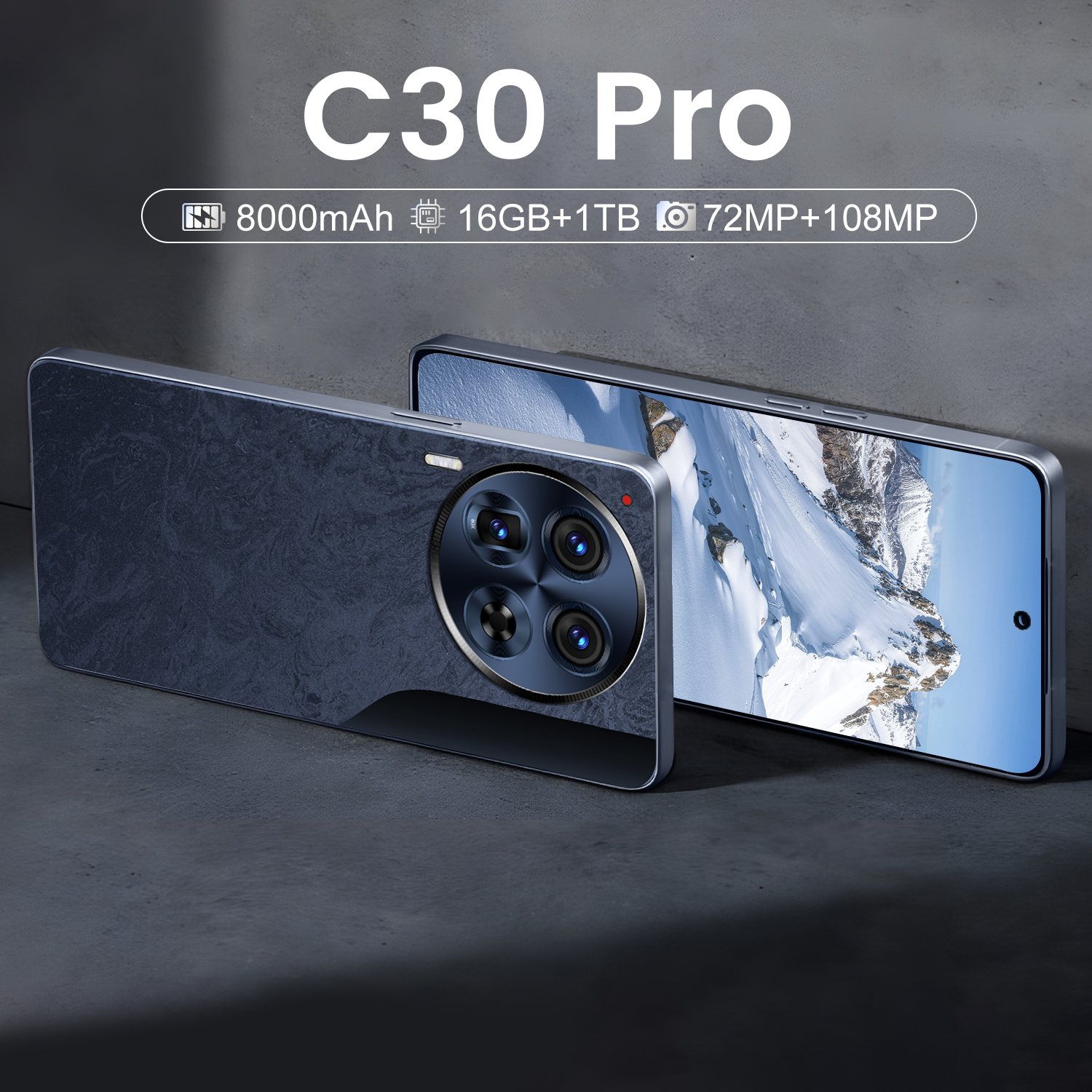 C30 Pro The Ultimate 7.3 Full Display Android 5G-Smartphone with 16GB RAM 1TB Storage and 10-Core Power