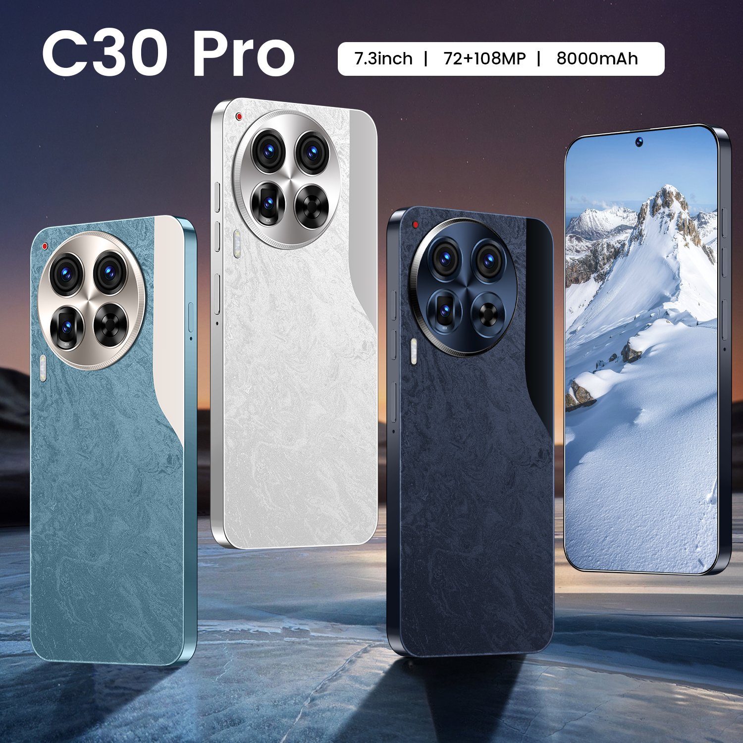 C30 Pro The Ultimate 7.3 Full Display Android 5G-Smartphone with 16GB RAM 1TB Storage and 10-Core Power