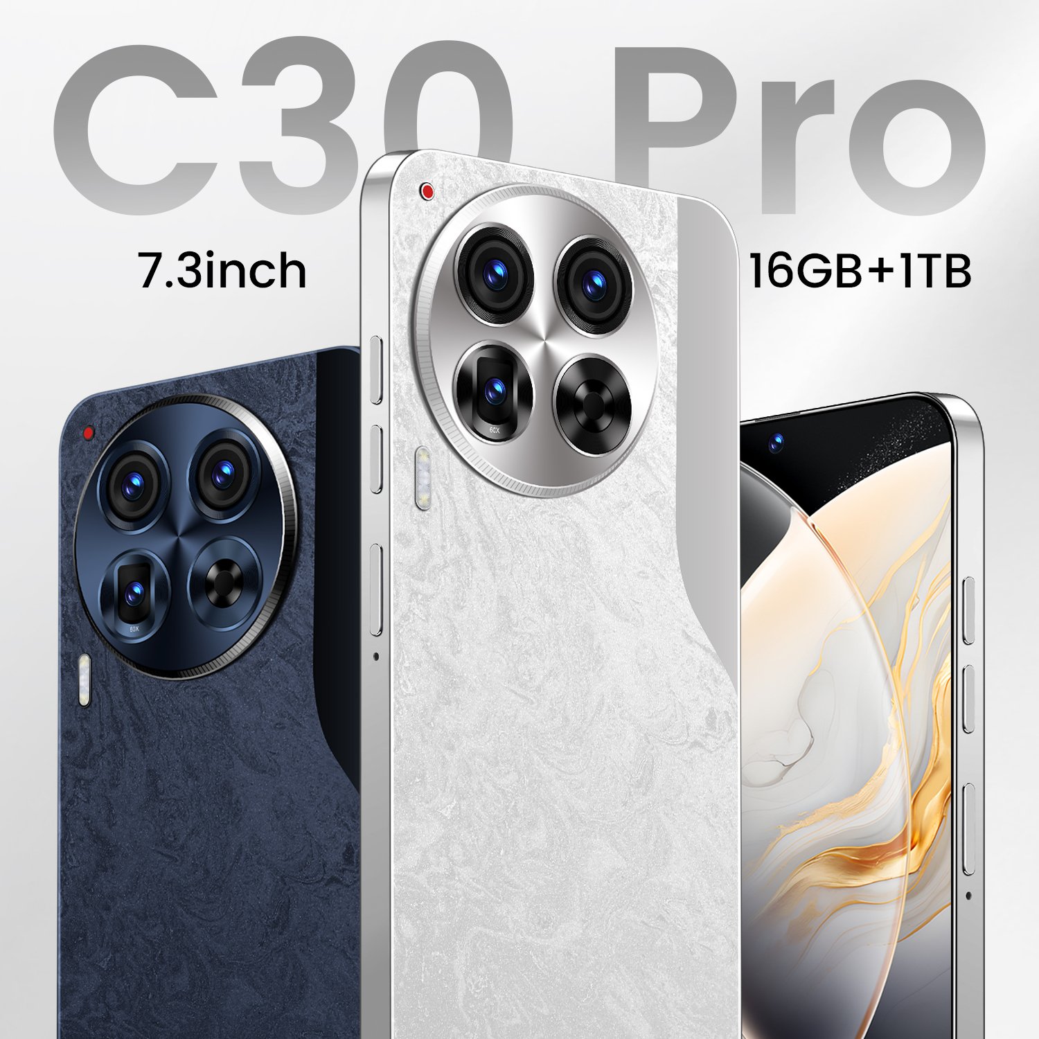 C30 Pro The Ultimate 7.3 Full Display Android 5G-Smartphone with 16GB RAM 1TB Storage and 10-Core Power