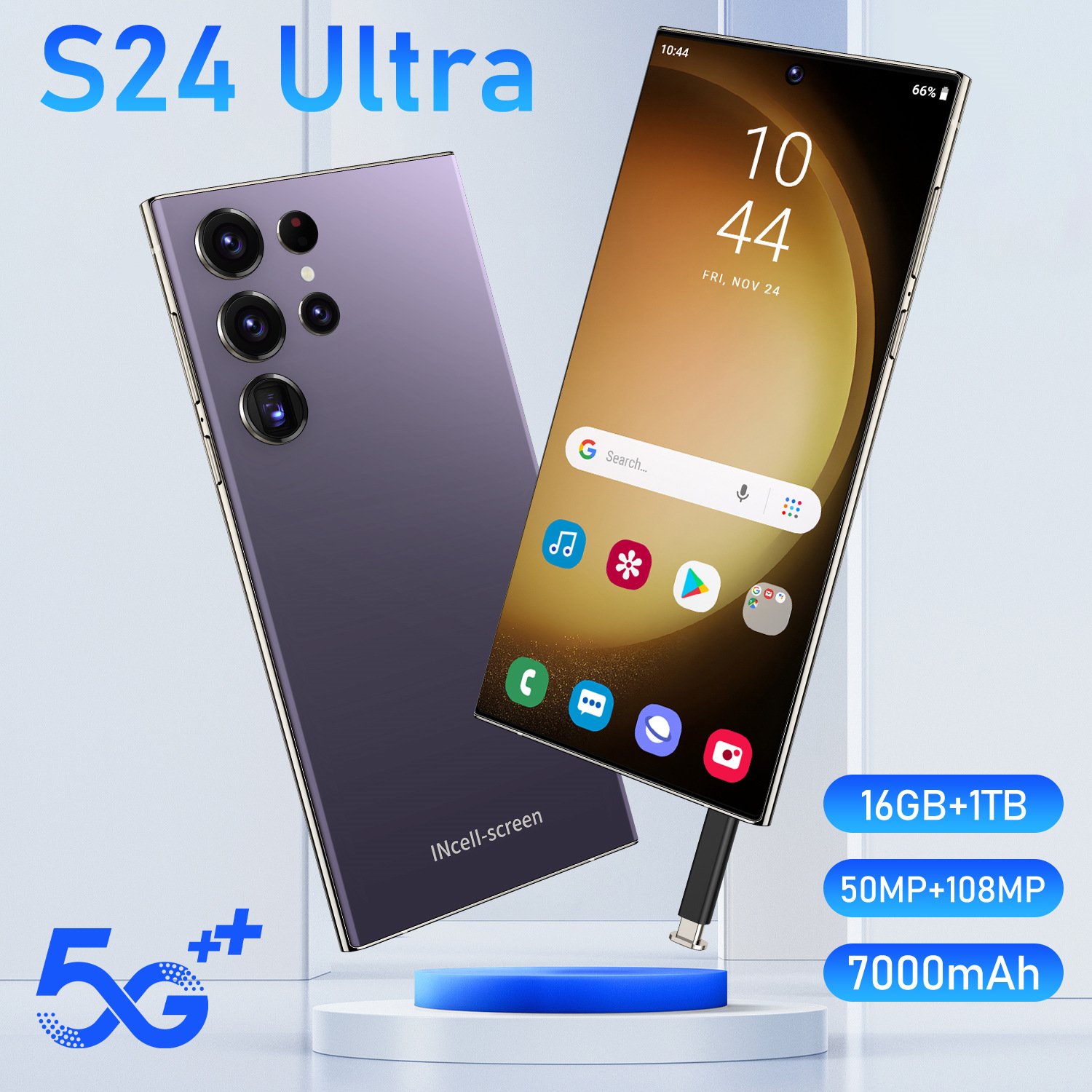 Android 13 108MP 5G smartphone with built-in pen dual card standby ULTRA 7.3 inch 16GB+1TB 5G+WIFI android S23 S24 mobile phones