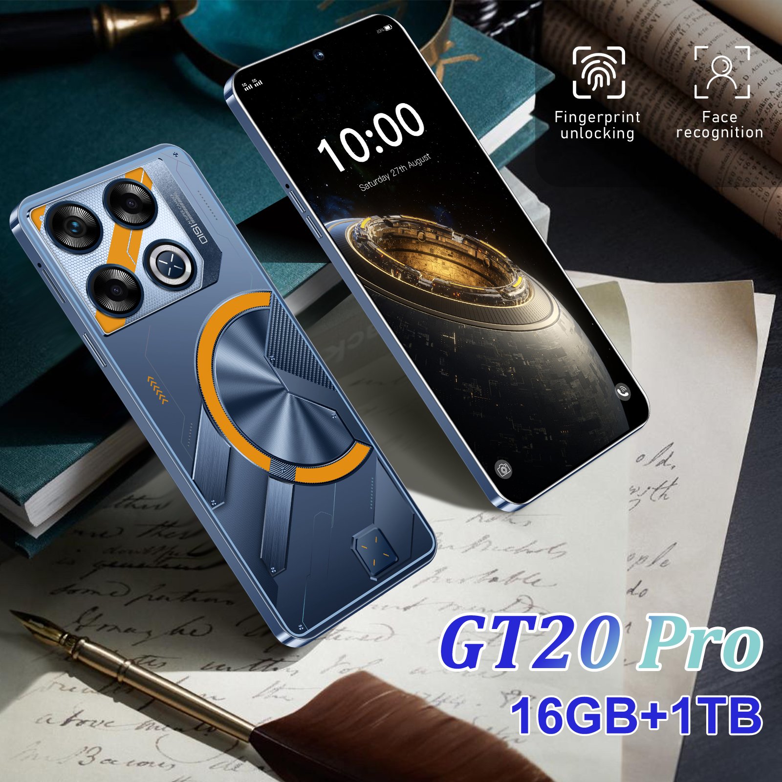 Original Cellphone GT20 pro 7.3 inch Hd 16GB+1TB Mobilephone Android14 Face Unlock 5G smartphone Factory wholesale price