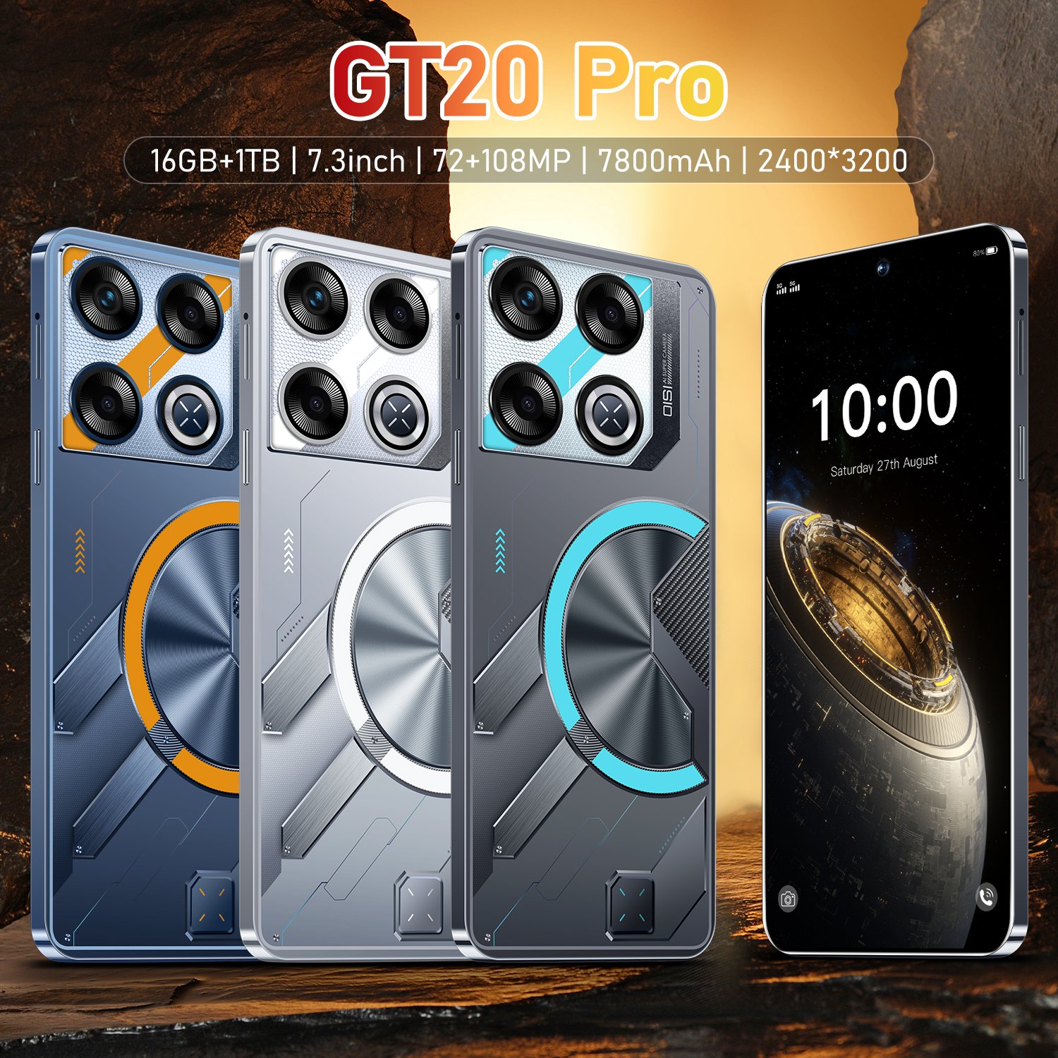 Original Cellphone GT20 pro 7.3 inch Hd 16GB+1TB Mobilephone Android14 Face Unlock 5G smartphone Factory wholesale price