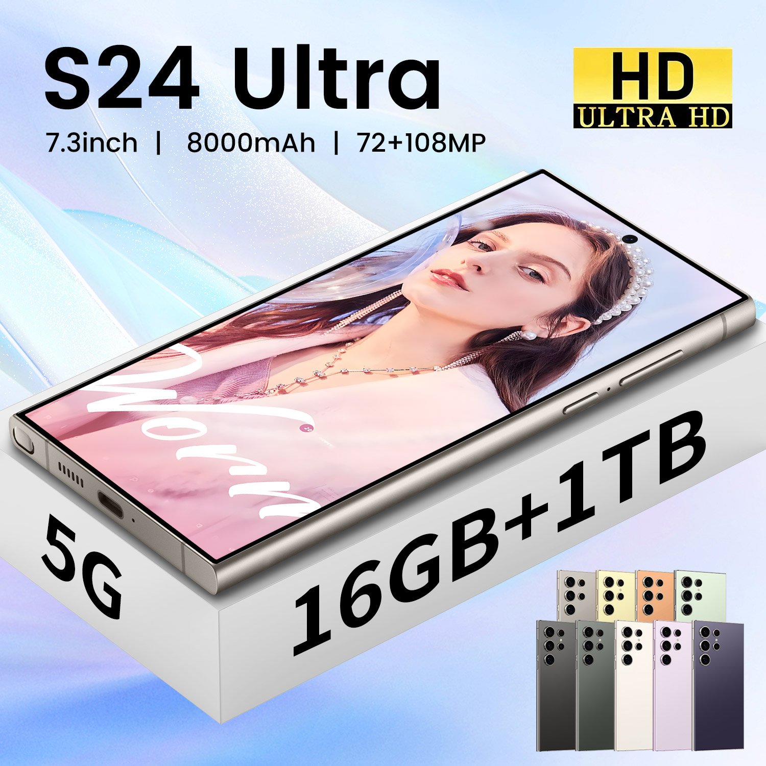 Hot Selling new S24 Ultra 7.3inch 16GB+1TB Android 13 smartphone Large Battery gaming Global 5G mobile phones smart phone