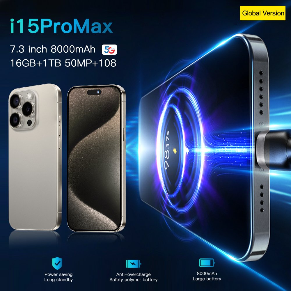 Cheap New 15 pro max 6.8 inch Clone 4G 5G smartphone 8GB+1TB unlocked Dual Sim Card 64MP Cheap 15 Pro Max Have Logo