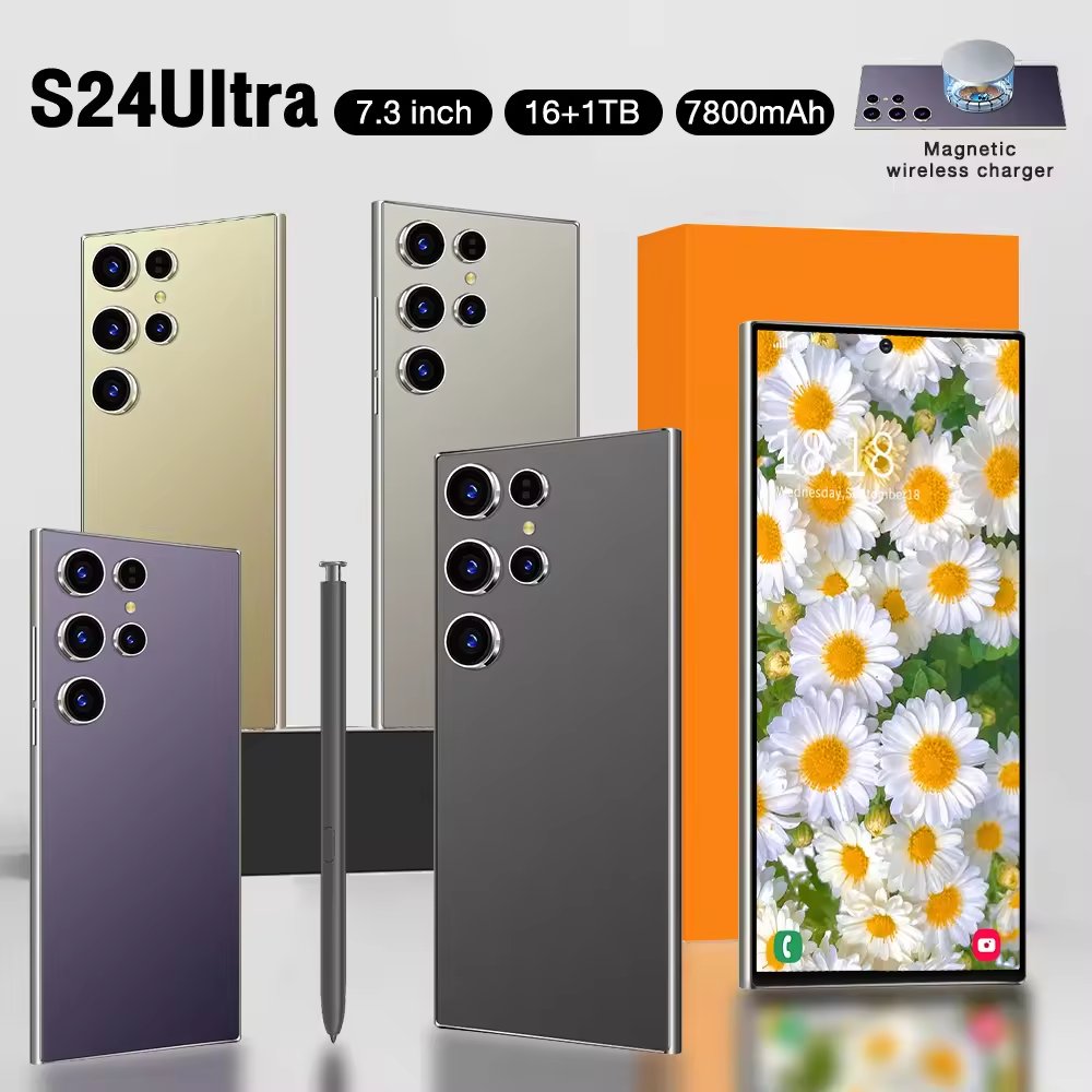New S24 Ultra smartphone 7.3-inch fingerprint unlock Dual SIM 5g Android 10.0 Phone 4GB+128GB with built-in pen