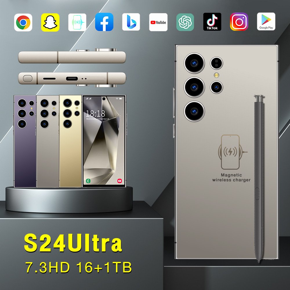 New S24 Ultra smartphone 7.3-inch fingerprint unlock Dual SIM 5g Android 10.0 Phone 4GB+128GB with built-in pen