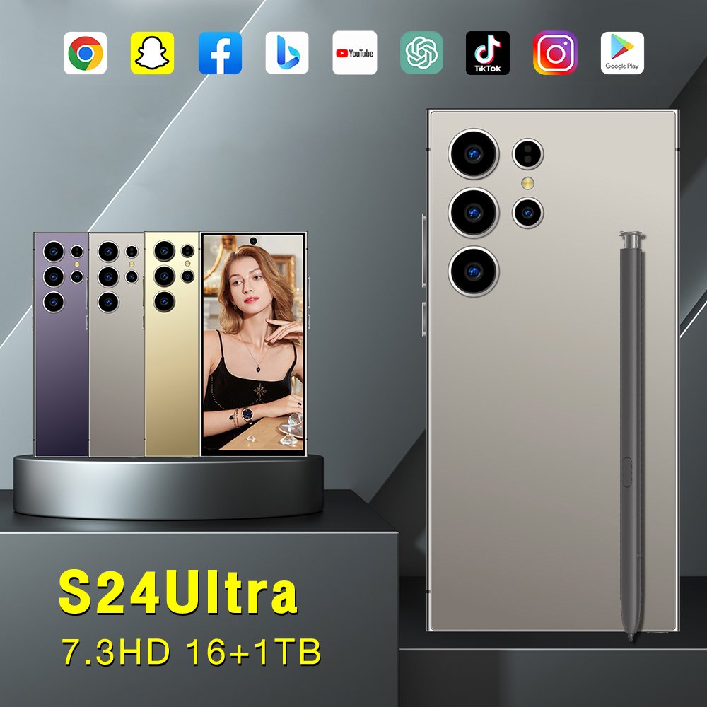 Global Version S24 ultra Clone smart Phone android 13 telephone 7.3 inch screen 16+1TB Full Screen dual sim 5G smartphone