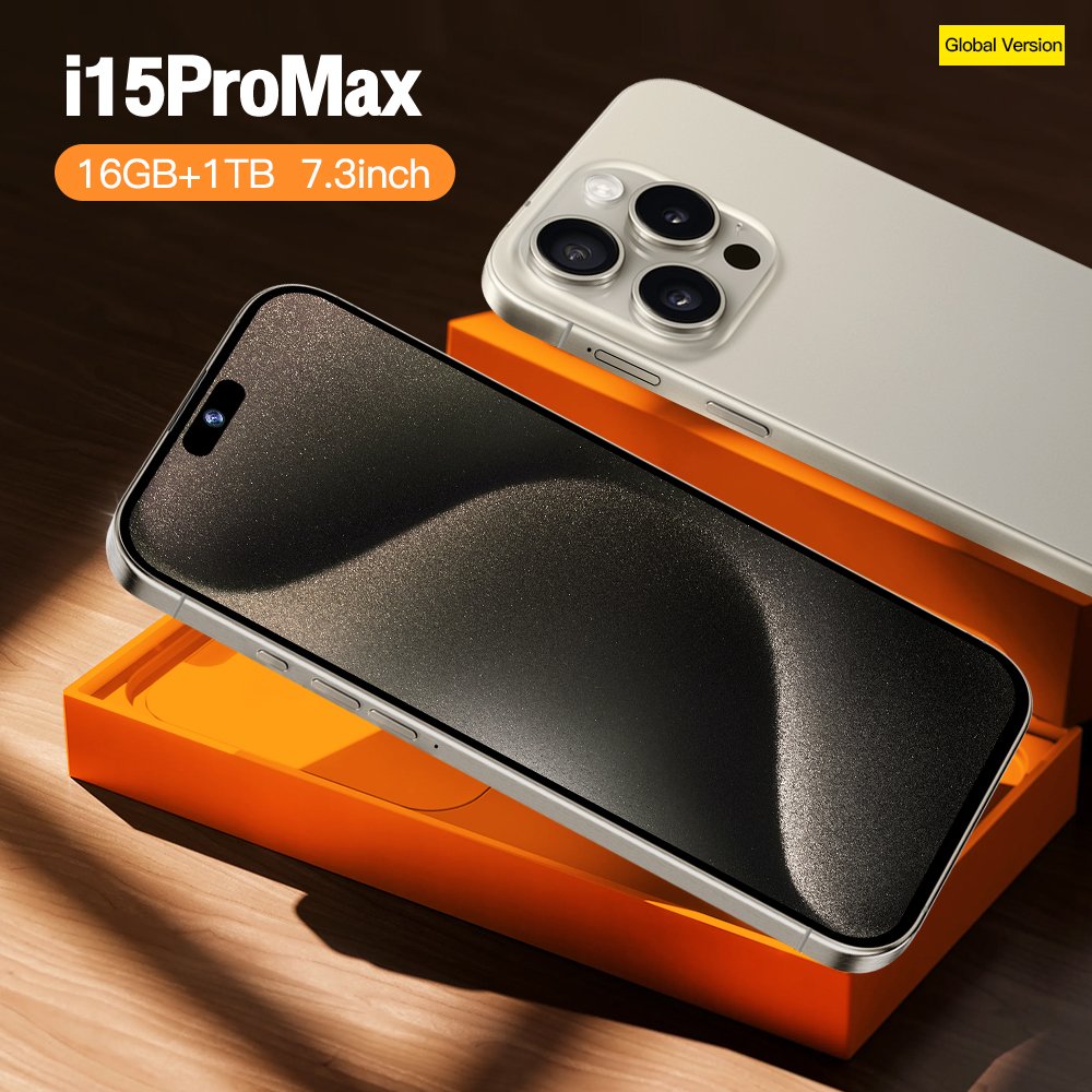 Hot Selling New Phone 15 Pro Max 6.8 Inch 16GB+1TB 48MP+108MP Big Screen Cellphone Smartphone 5G Mobile Cell Phone