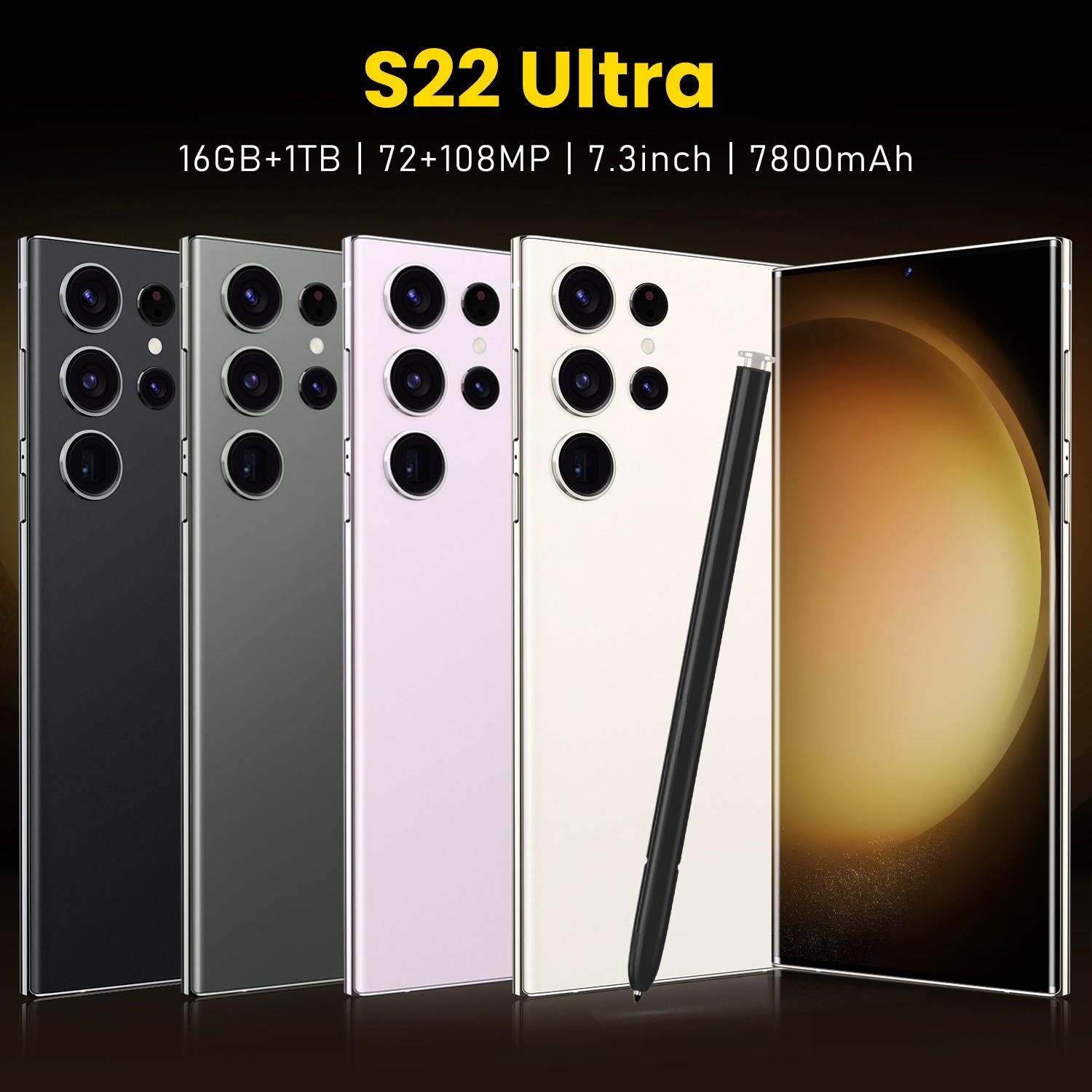 Hot Selling S22 ULTRA original 16GB+1TB 7.3 Inch full Display Android Mobile Phone Cell Phone Smartphone