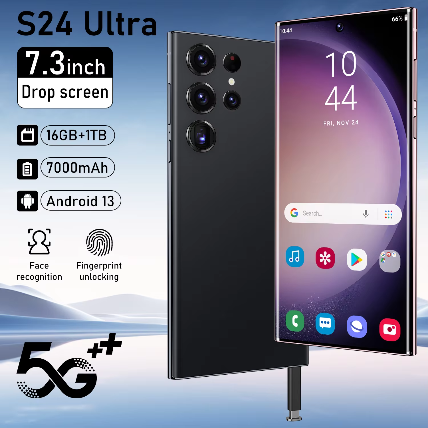 Galactic S24 Ultra 5G Smartphone 6.8 Inch Big Screen 12GB+512GB Smartphone Android 13 for Brand New Original Smart Phone OLED YM