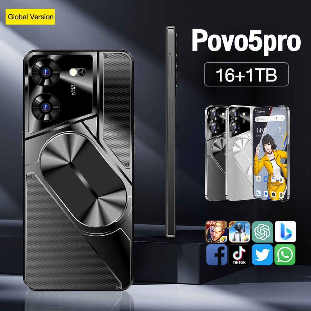 5G Smartphone 7.3 Inch 16GB+1TB 6800 mAh tecno phone original povo 5 pro Mobile Phone android phone Android 13.0
