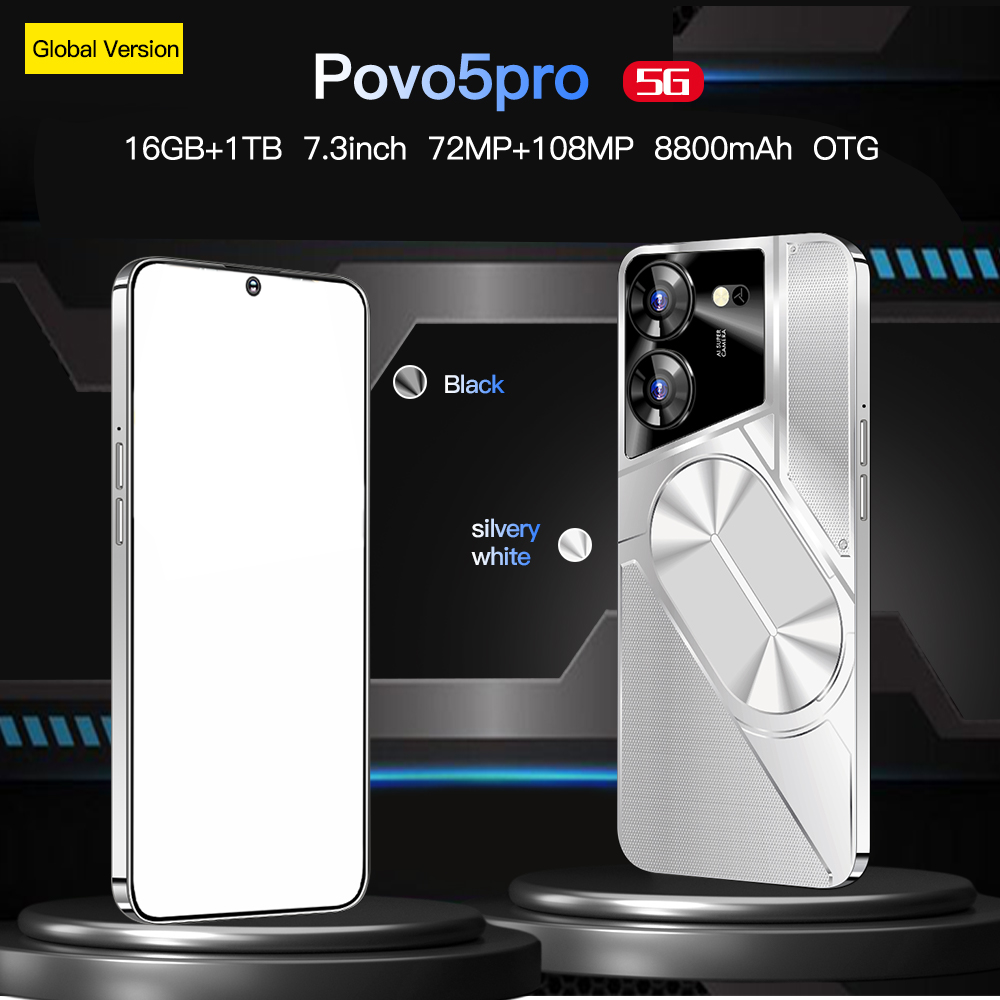 5G Smartphone 7.3 Inch 16GB+1TB 6800 mAh tecno phone original povo 5 pro Mobile Phone android phone Android 13.0