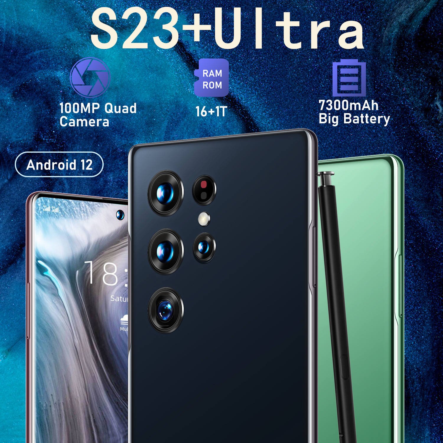 Mobile Phone Full Screen 7.2 Inch Hd Cell Phones Gaming Smartphones 5800mah 24+48mp 5g Smart Phone For S23 Ultra