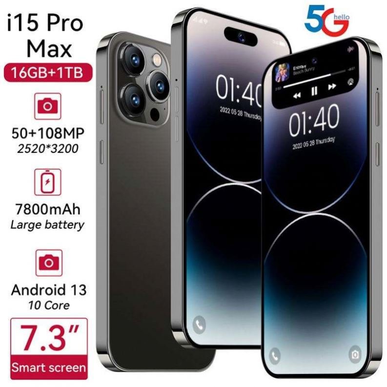2024 New Arrival Original i15 15 Pro Max 5G Smartphone with 6.7 Display and 16GB+1TB Storage