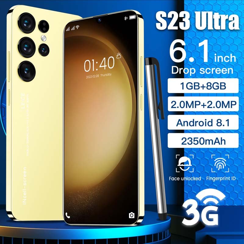 S23 Ultra Cellphone Cheap Gaming Telephone Smart Cell Phone Mobile Phones Android 5G Smartphone Unlocked 2MP LCD Quad Core 60hz