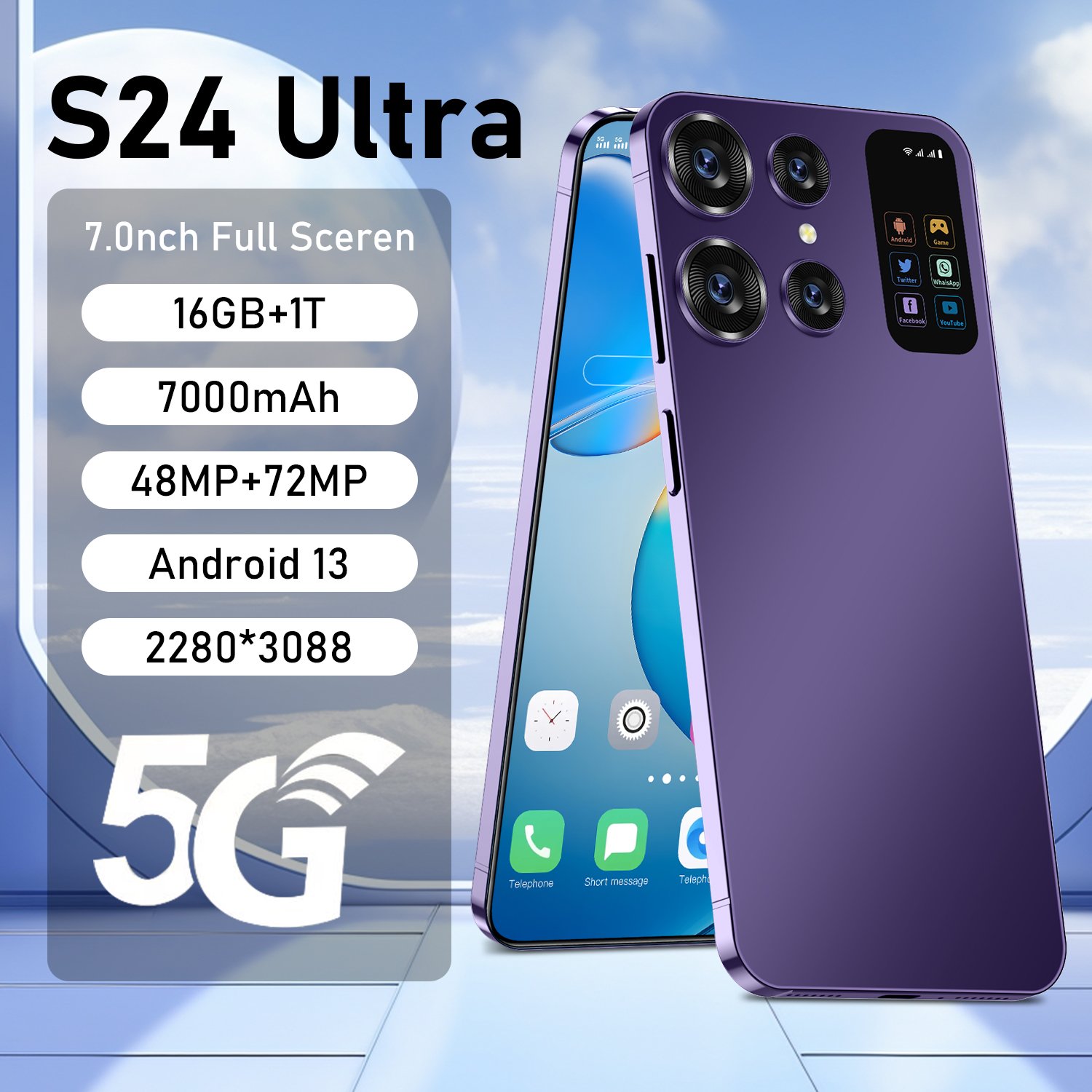 Cellphone Original S24 Ultra WiFi 16GB+512GB Smartphone 7inch Unlocked dual card 5G Phones Android 13.0 Mobile phones