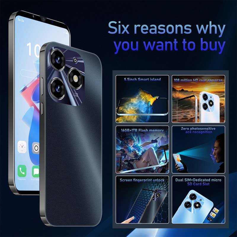 Spark 10 Pro Smart Phones 5G Smartphones 2 SIM Latest Android Mobile Phones 2024 5.5 Inch HD Full Screen Unlocked Smartphone