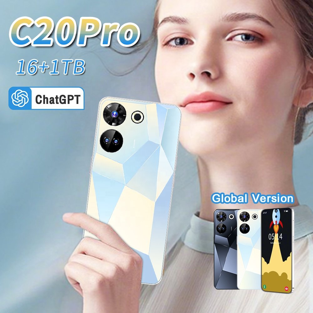 Original C20pro Cellphone 7.3 Inch 16gb + 1tb 5G smartphone Android 13 hot selling Mobile Phones 50MP+108MP 8000mah
