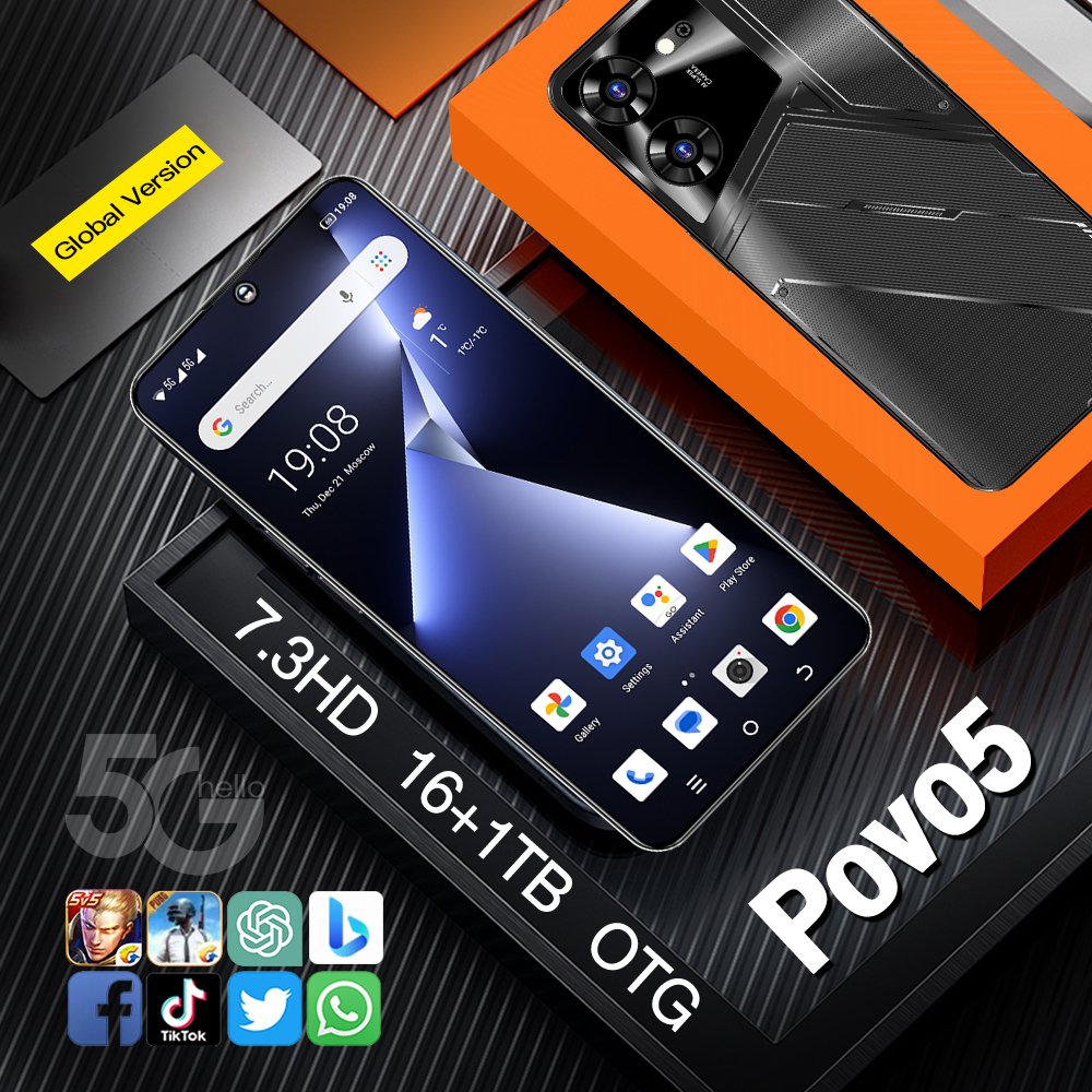 Smart Phone Original Gaming Mobile Phone Brand 5G Smartphone 16G 1T Povo5 Feature Phone Telephone Telefon i for 15 Pro Max i14