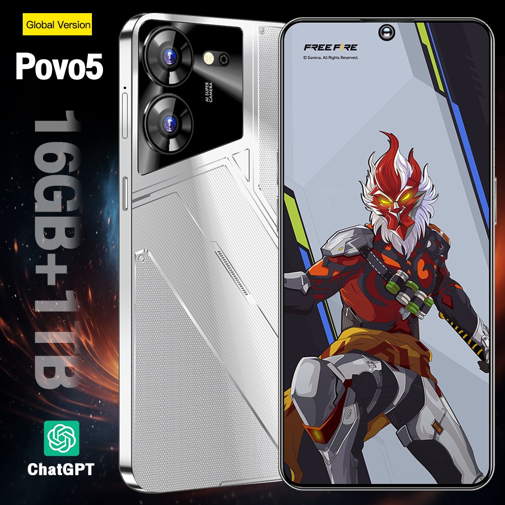 Smart Phone Original Gaming Mobile Phone Brand 5G Smartphone 16G 1T Povo5 Feature Phone Telephone Telefon i for 15 Pro Max i14