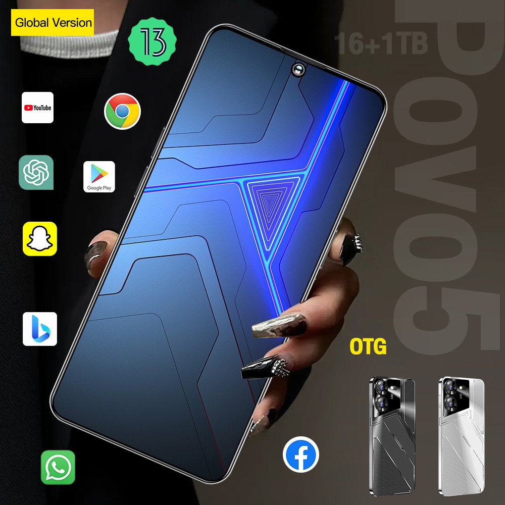 Smart Phone Original Gaming Mobile Phone Brand 5G Smartphone 16G 1T Povo5 Feature Phone Telephone Telefon i for 15 Pro Max i14