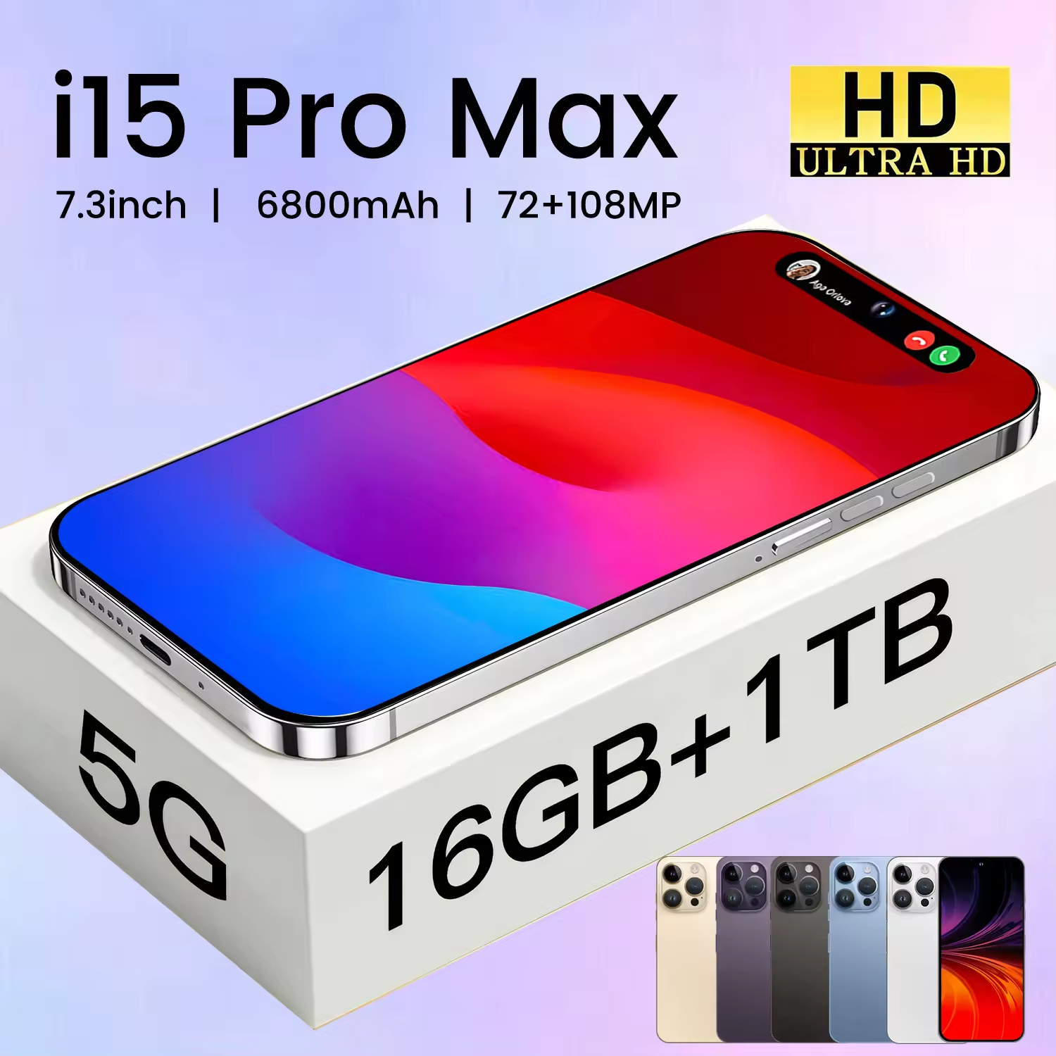 Manufacturer original 15 pro max 6.8 inch Clone 4G 5G smartphone 8GB+1TB unlocked Dual Sim Card Android 15 Pro Max Have Logo