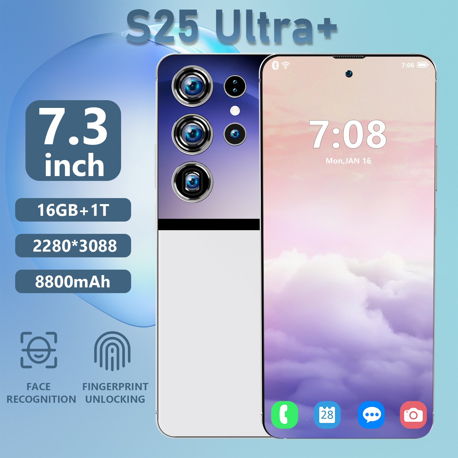 2024 Hot Selling S25 Ultra+ 5G Smartphone 7.3 Inch Screen Smart Mobile Phones