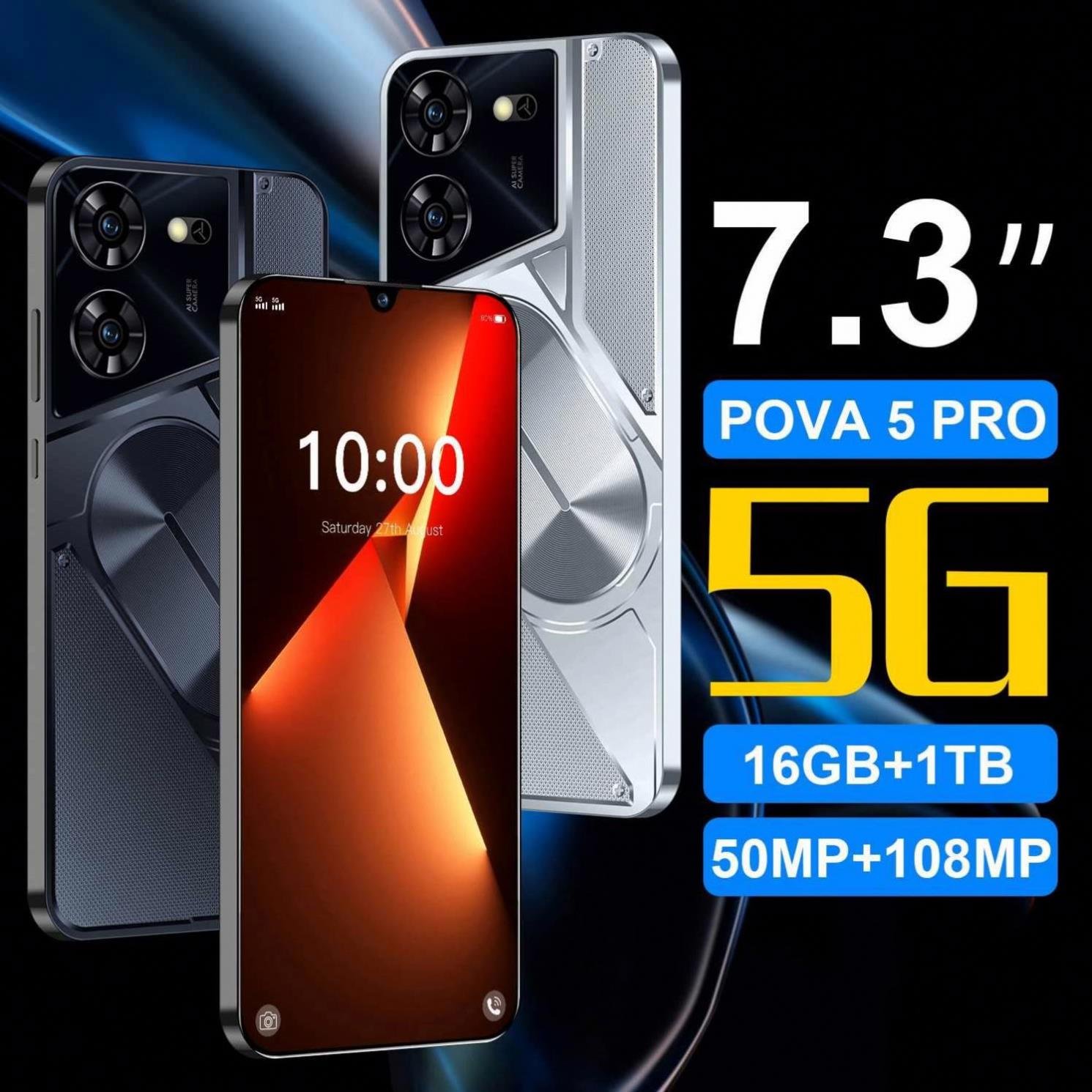 2024 Original Tecono Pova 5 pro Android 7.3 Inch Gaming Phone Styles Support 5G Smartphone mobile AI