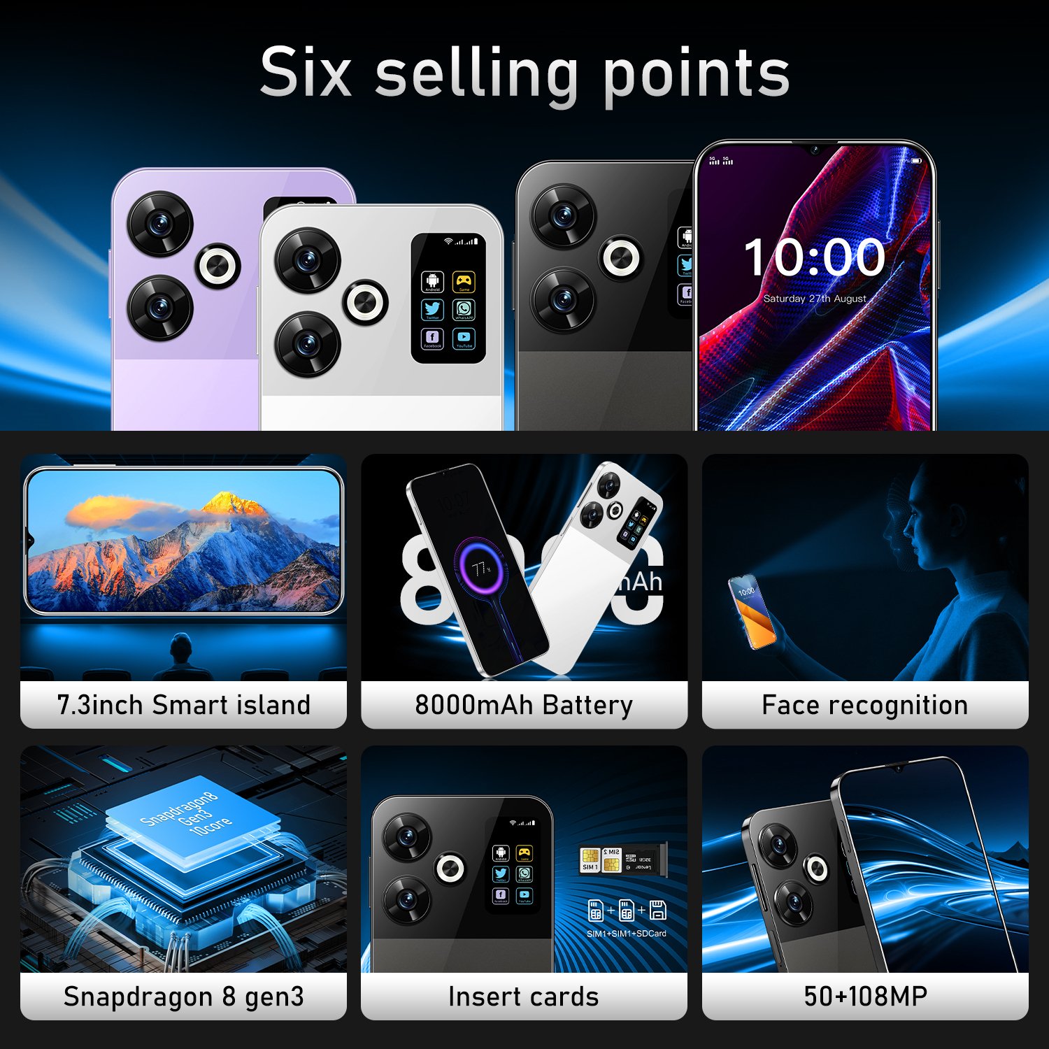 5G Smartphone M6 Pro Brand New Gaming Mobile Phone Smart Phone 16GB+1TB Cheap Telephone Intelligent gaming smartphone