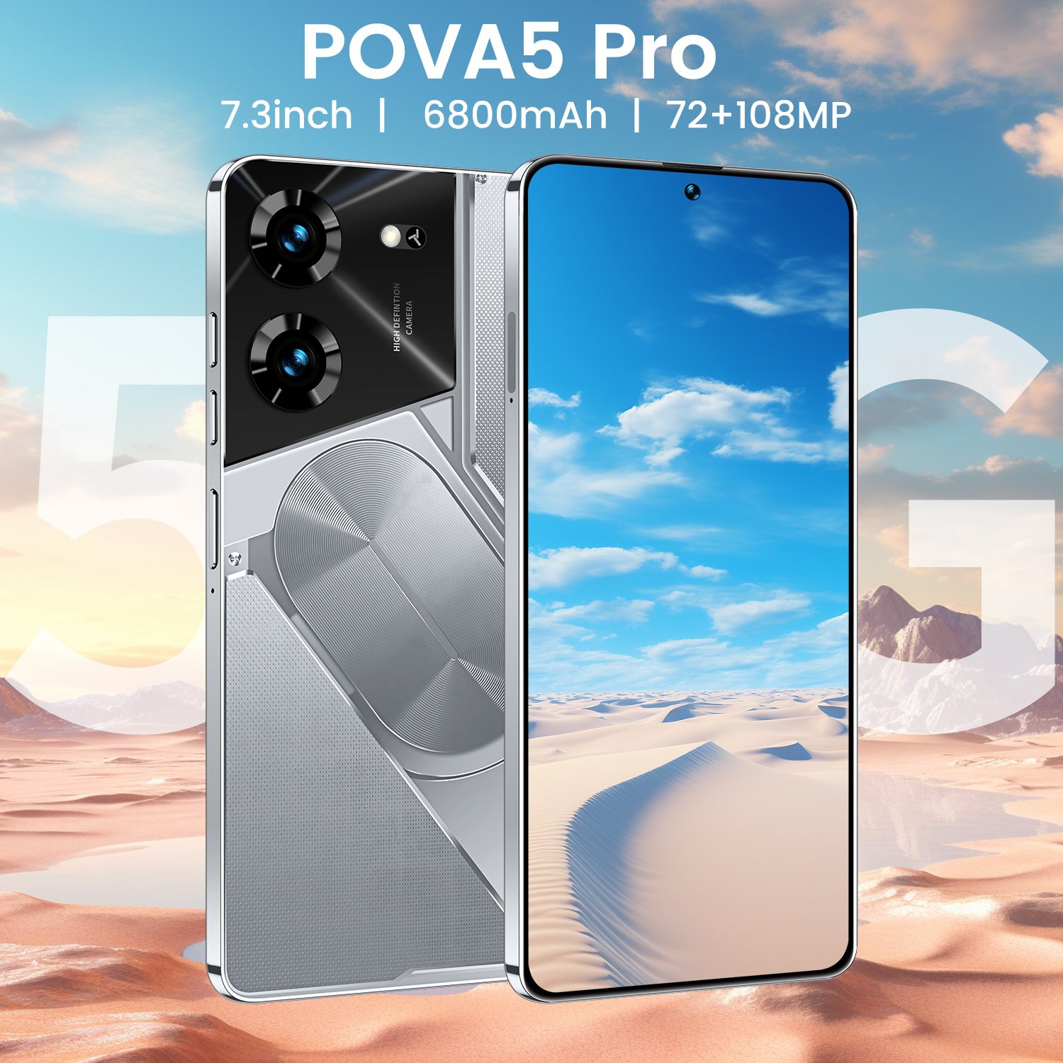 Hot selling 5G smartphone 7.3-inch high-definition dual card facial recognition fingerprint recognition smartphone