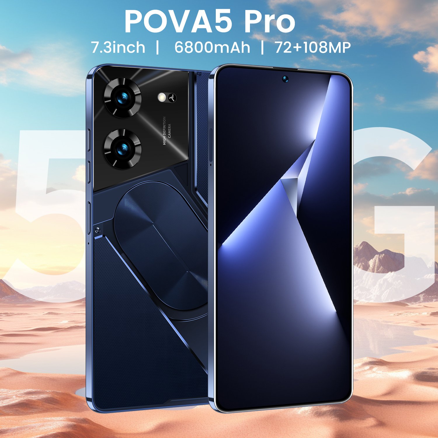 Hot selling 5G smartphone 7.3-inch high-definition dual card facial recognition fingerprint recognition smartphone