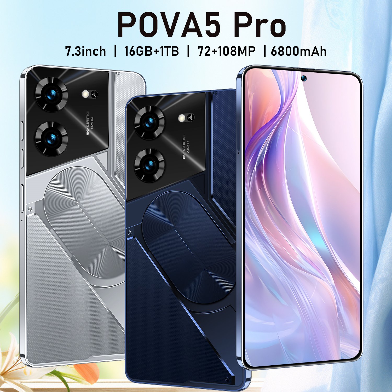 Hot selling 5G smartphone 7.3-inch high-definition dual card facial recognition fingerprint recognition smartphone