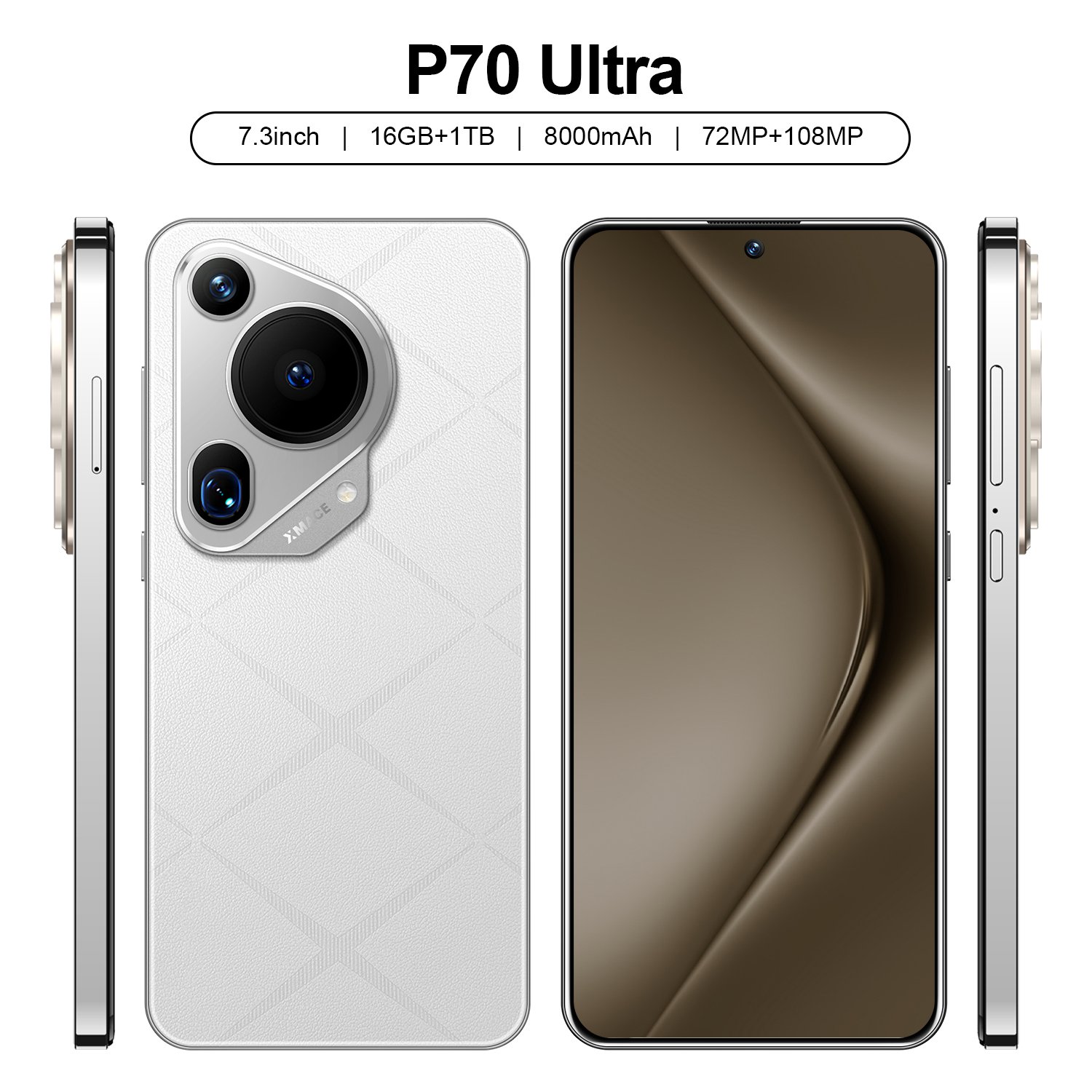 P70 Ultra 5G 2024 Smartphone 7-Inch 512GB 16GB RAM MTK Processor 2K Display Color for Gaming