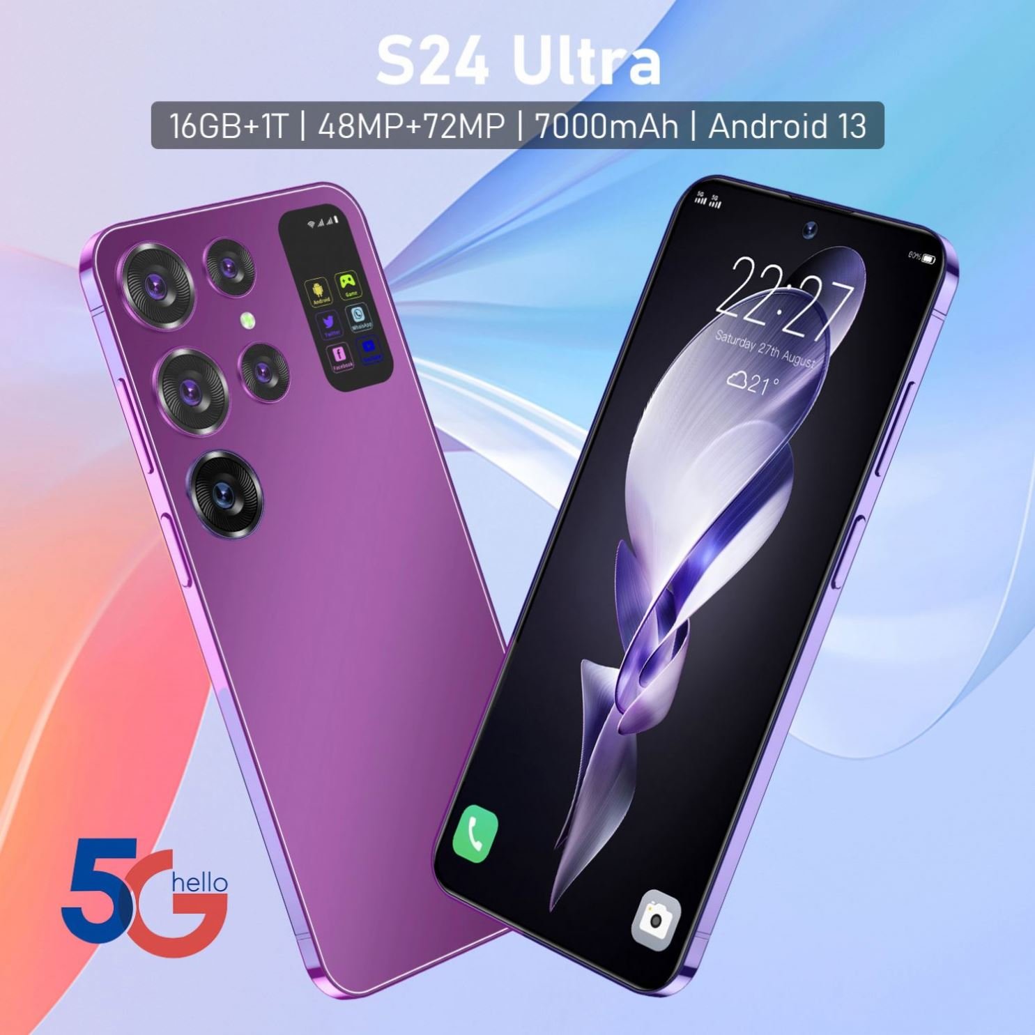 Hot Selling S24 ULTRA original Unlocked Smart Phones 48MP+100MP 16GB+1TB 7.3 inch 5G Android Mobile Phone