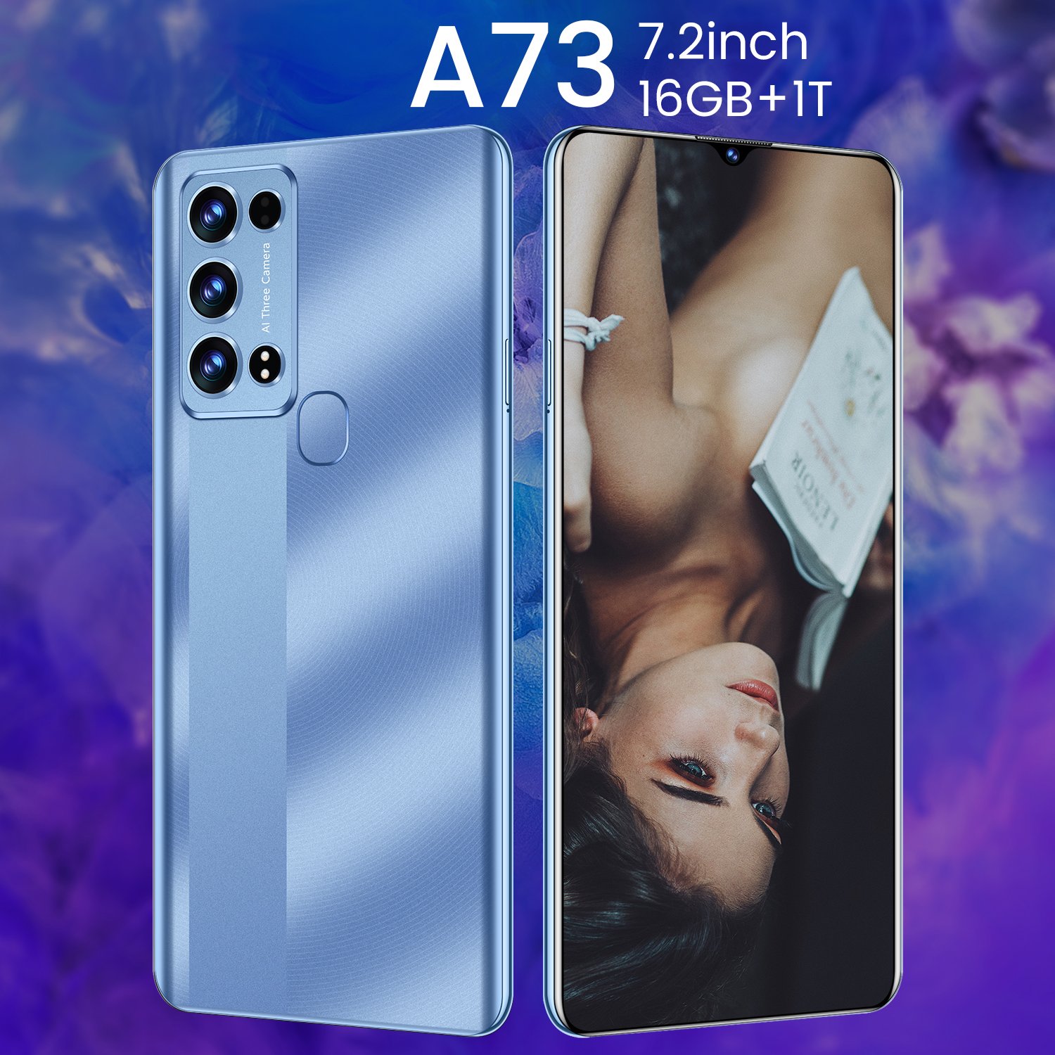 New original super A73 16GB+1TB 5G smart phone 7.2 inch 100MP 8600mAh facial unlocking Android 12 smart game phone