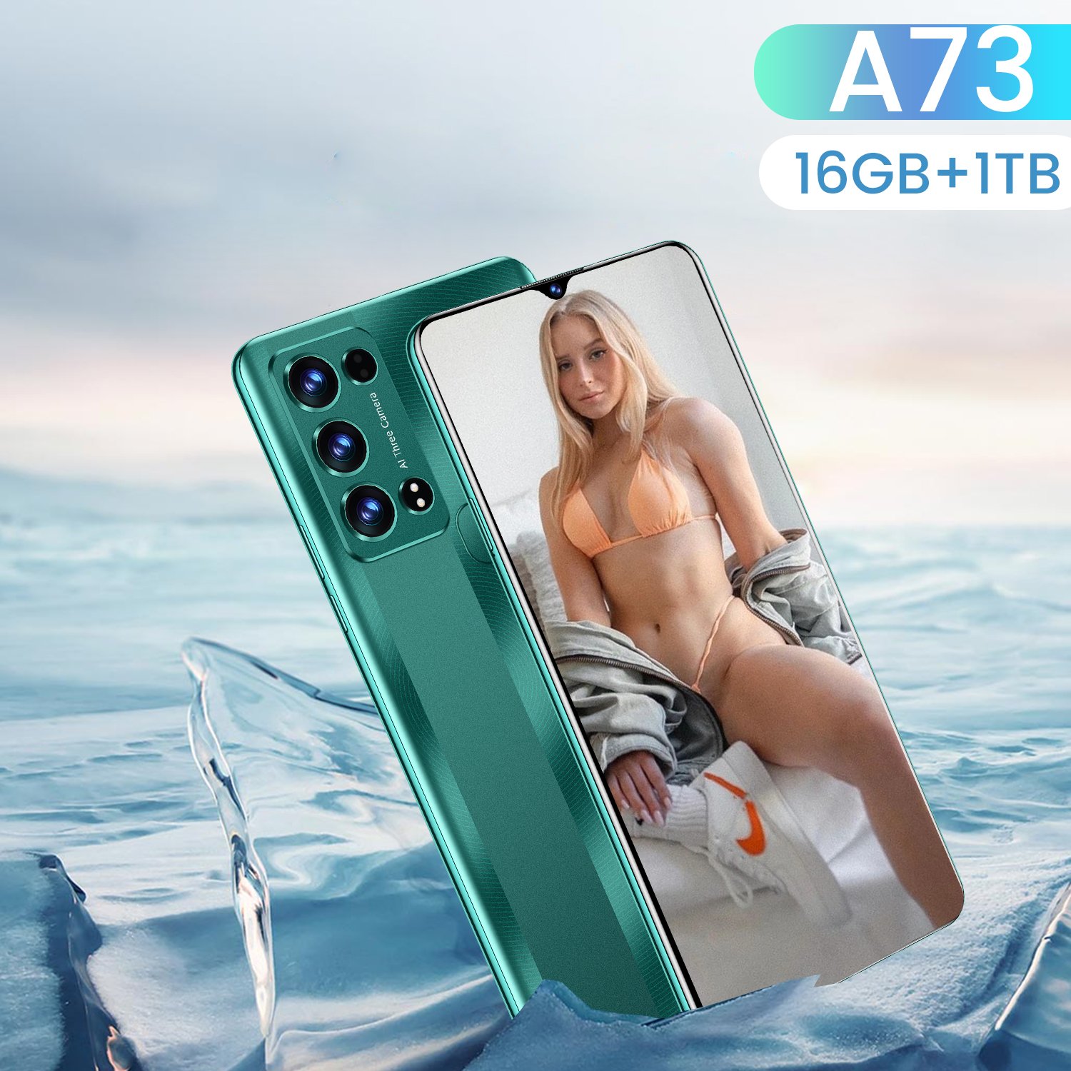 New original super A73 16GB+1TB 5G smart phone 7.2 inch 100MP 8600mAh facial unlocking Android 12 smart game phone