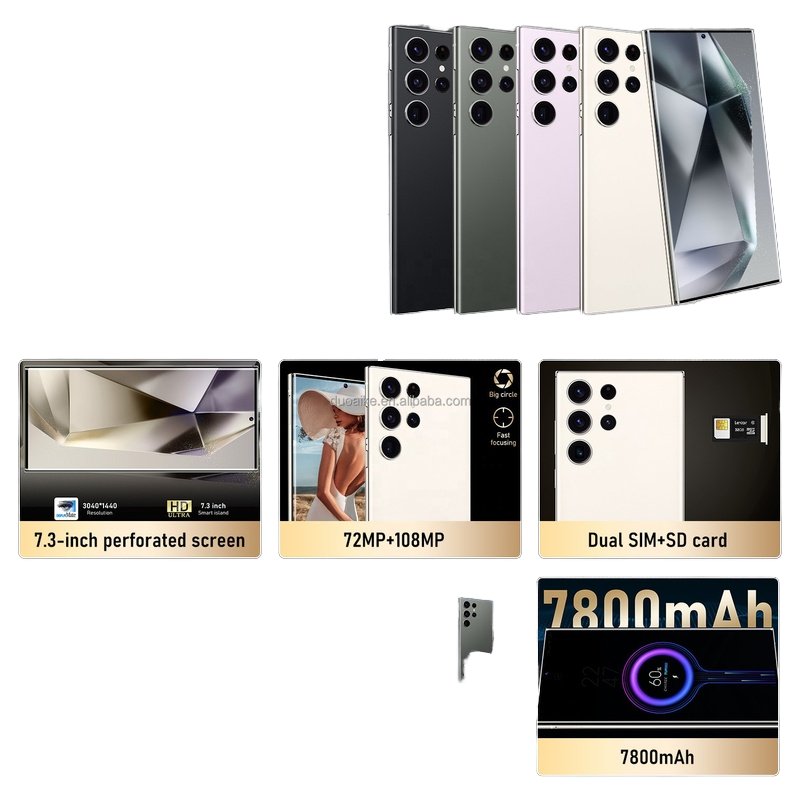 2024 New Style S24 Ultra Phone Original 6.8 Inch HD Screen 4G 5G Smartphones Face Unlock 5000mAh Brand New GSM Cellular