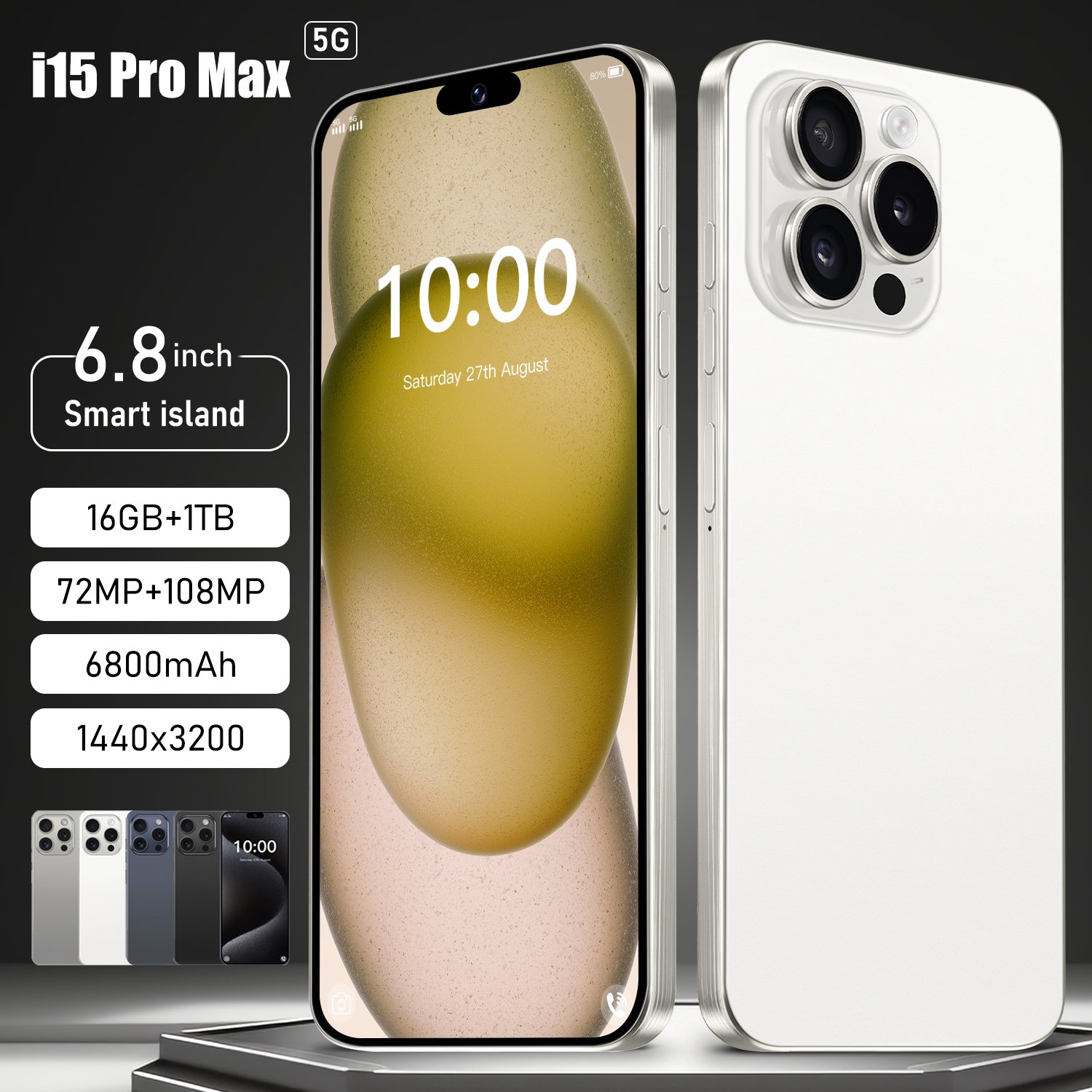 2024 Phone 15 Pro Max 6.7 Inch Original Full Screen WIFI BT FM GPS I15 Smartphone 12GB+512GB Android 4G 5G Mobile Phone